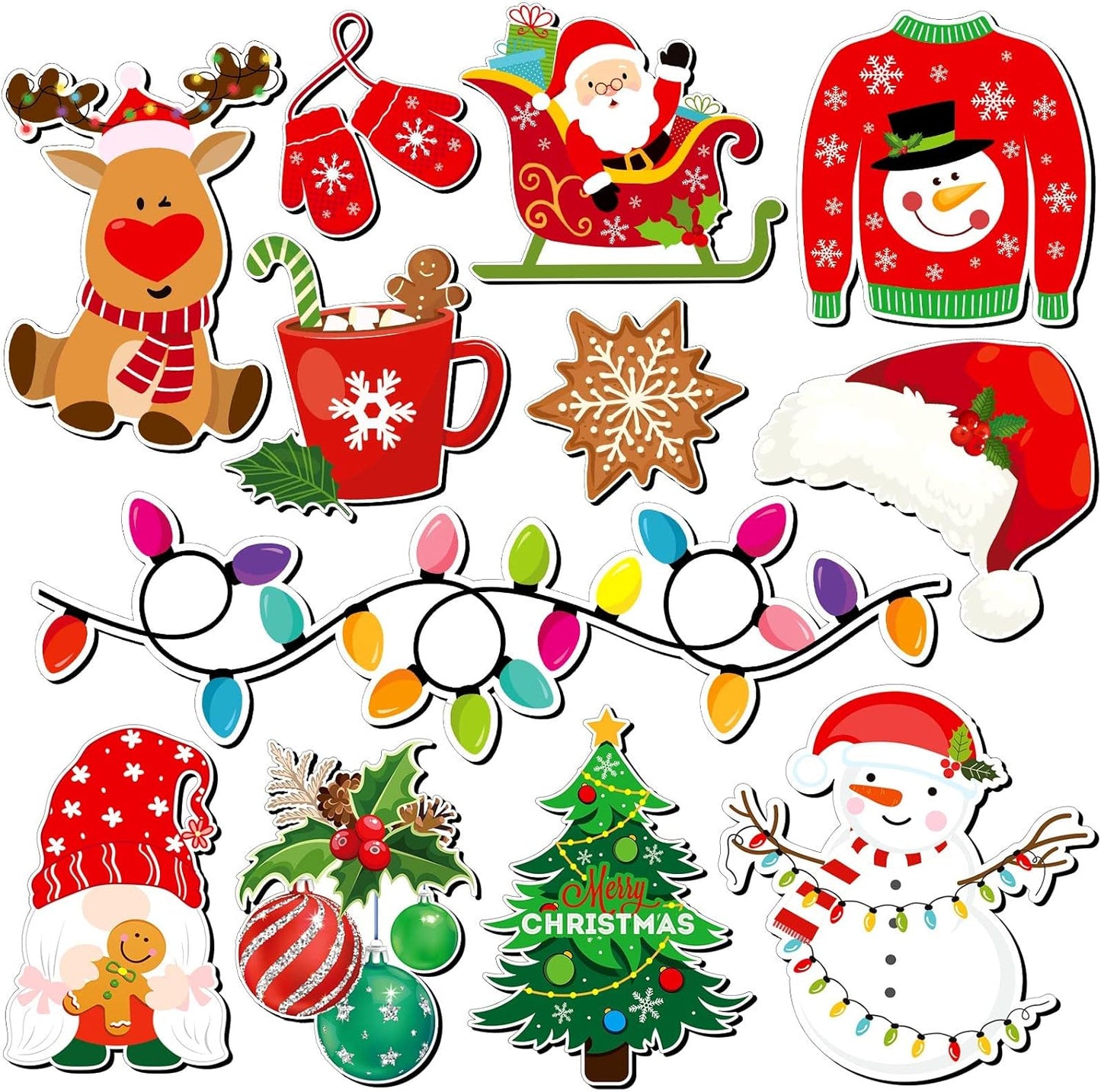 12 Pieces Christmas Refrigerator Magnets Christmas Gnomes Tree Snowflake Magnets Winter Holiday for Locker Fridge Home Decor (Snowflake Style)