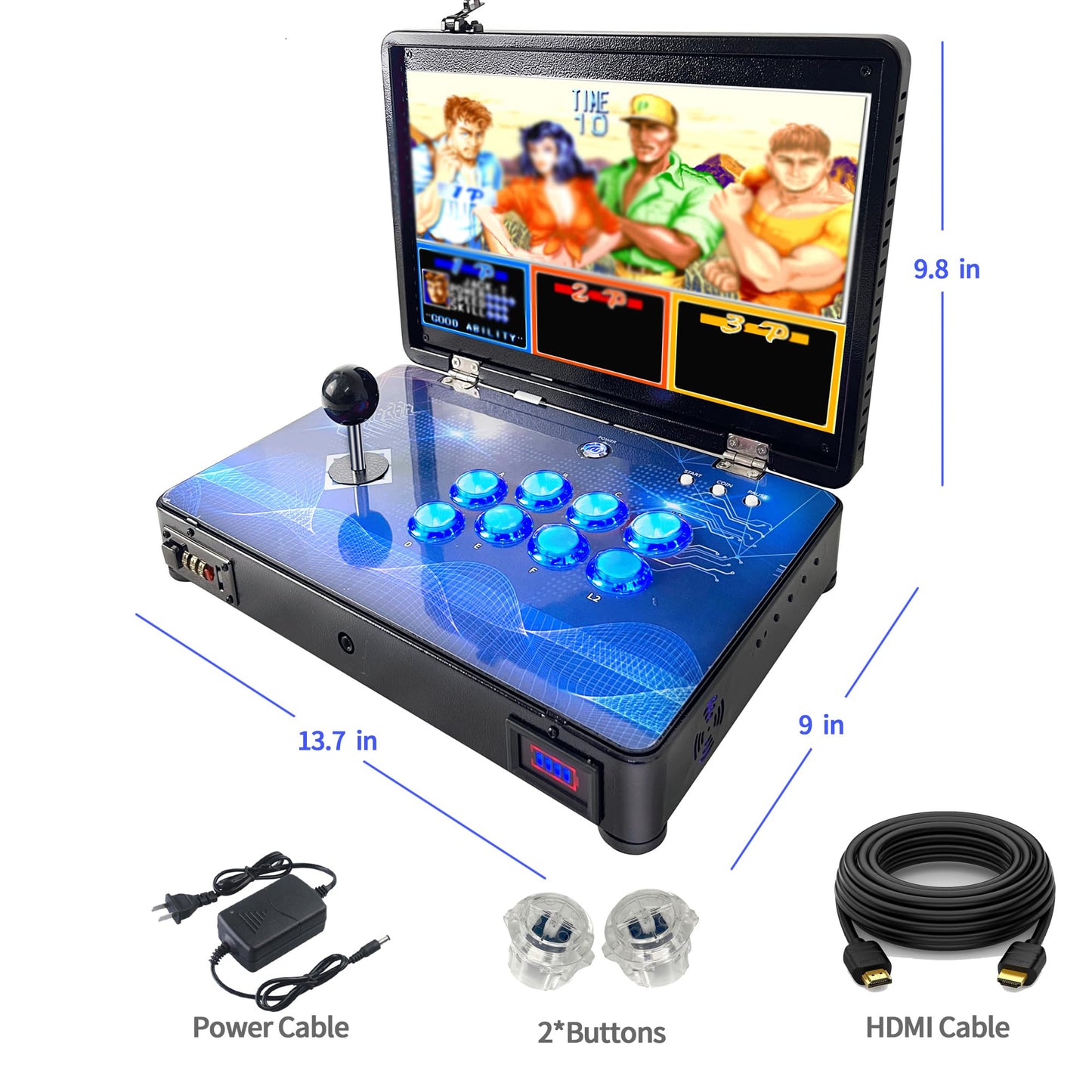 WYGaming Pandora Arcade Portable Retro Video Game Player Built-in 20000+ Classic Games 14 inch LED Integrated Recreation Arcade Emulator Console Compatible with FBA/N64/Arcade/MAME