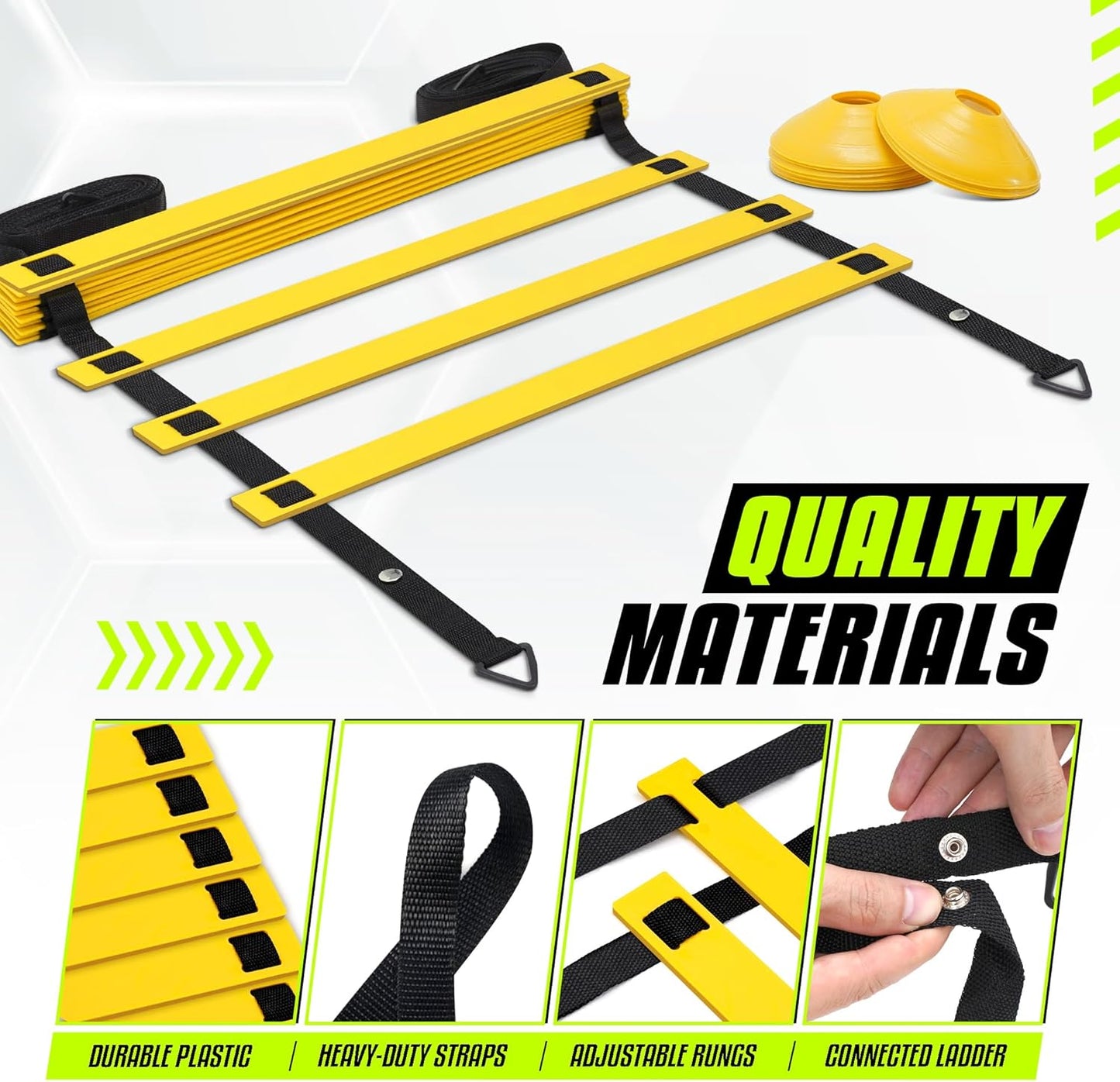 Yes4All Agility Ladder Speed Training Equipment, Adjustable Football Ladder for All Ages with Carry Bag, Durable, Portable, Multiple Colors & Rungs