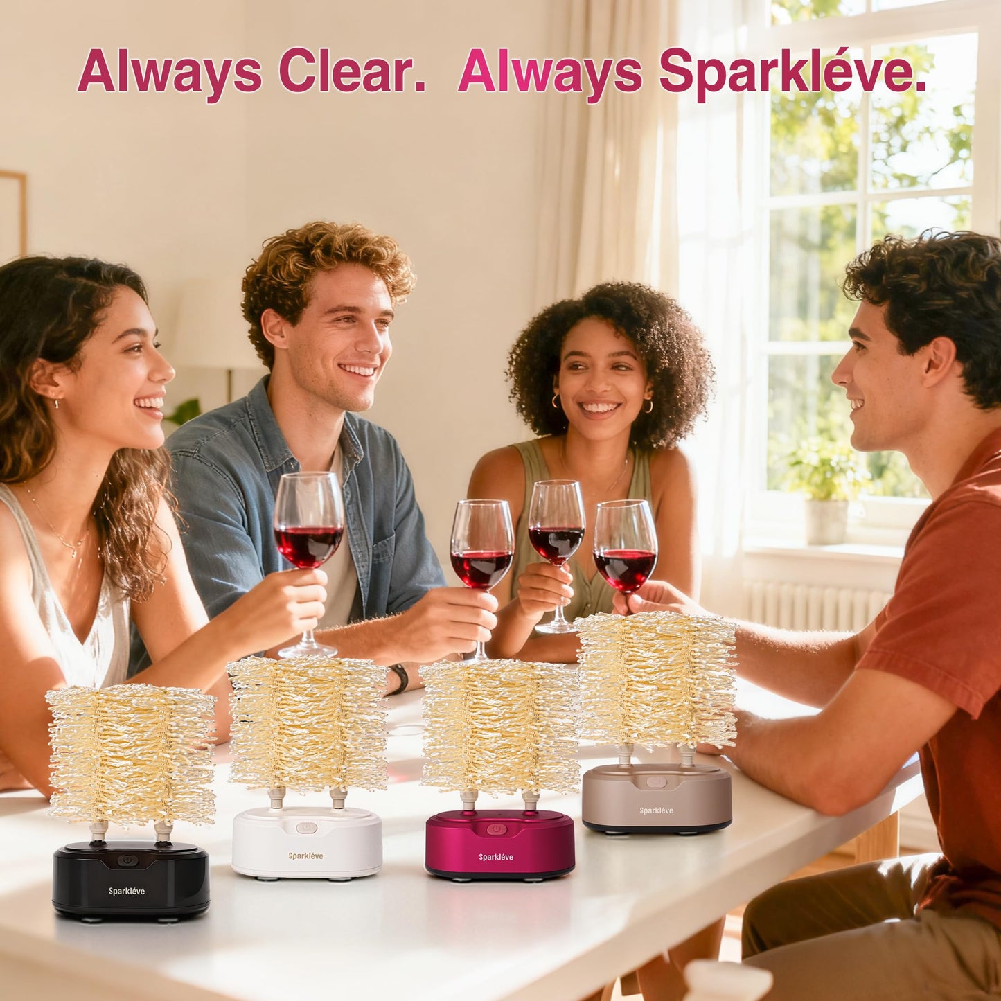 Home Glassware Polisher, World's First Affordable Spinning Glass Polisher, 600 RPM Dries, Polishes, All Glasses, Wine, Bar, Drinking, Wet/Dry, For Sparkling Glassware, Black, Classic Matte