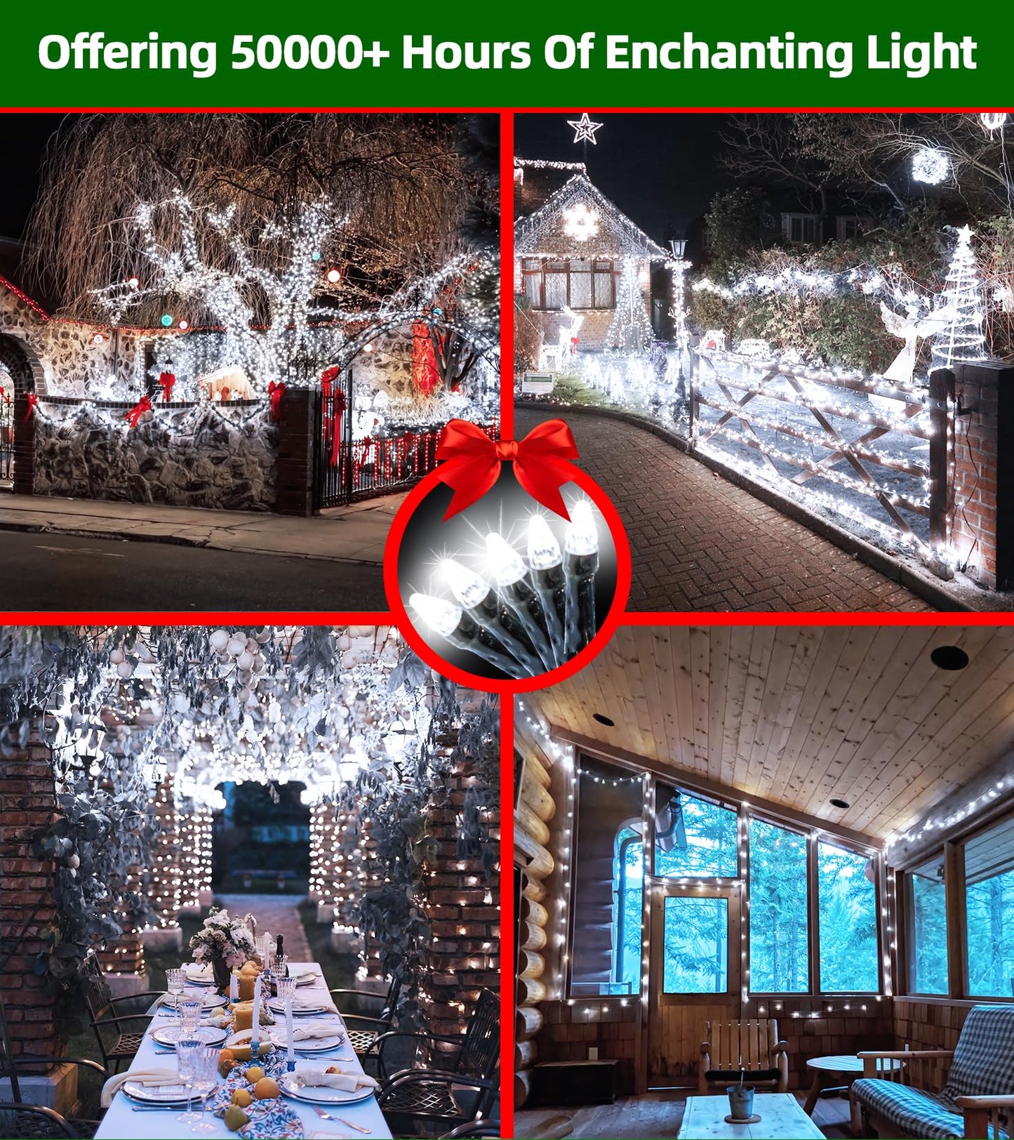 1500 Led 470Ft Christmas Lights Outdoor 12 Lighting Modes Christmas String Lights With Timer  Dimmable Cool White Led String Light Waterproof For Outside Yard Tree Patio Xmas Party Holiday Decorations