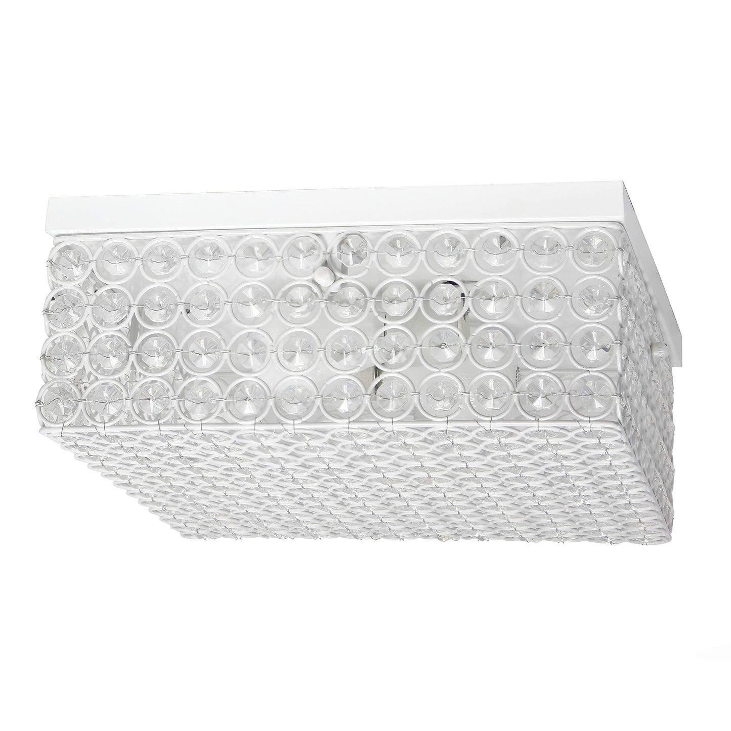 LALIA HOME 2-Light Flush Mount Ceiling Light, 12 Inch Square, Metal, White, Model LHM-2004-WH
