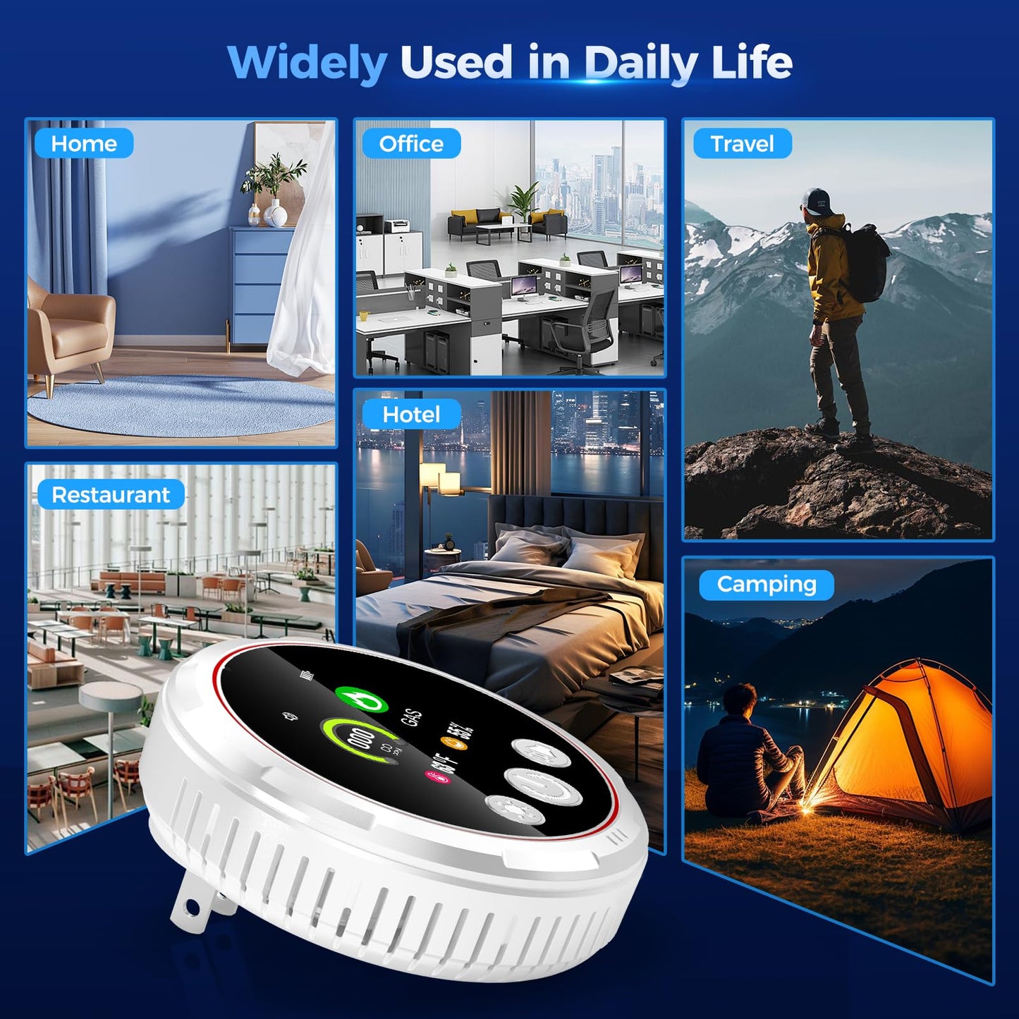 4 in 1 Carbon Monoxide Detectors Plug in, CO Detector & Natural Gas Detector with Battery Backup, HD Digital Display Monitors CO, Combustible Gas, Temp, Humidity - Home Safety for House, RV, Apartment