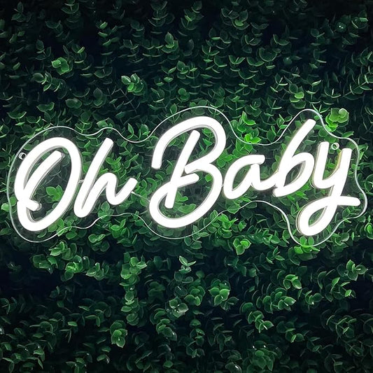 Oh Baby Neon Sign for Backdrop Wall Decor,16.5”x6.7” USB Powered Dimmable LED Light up Sign for Boy and Girl Baby Shower G...