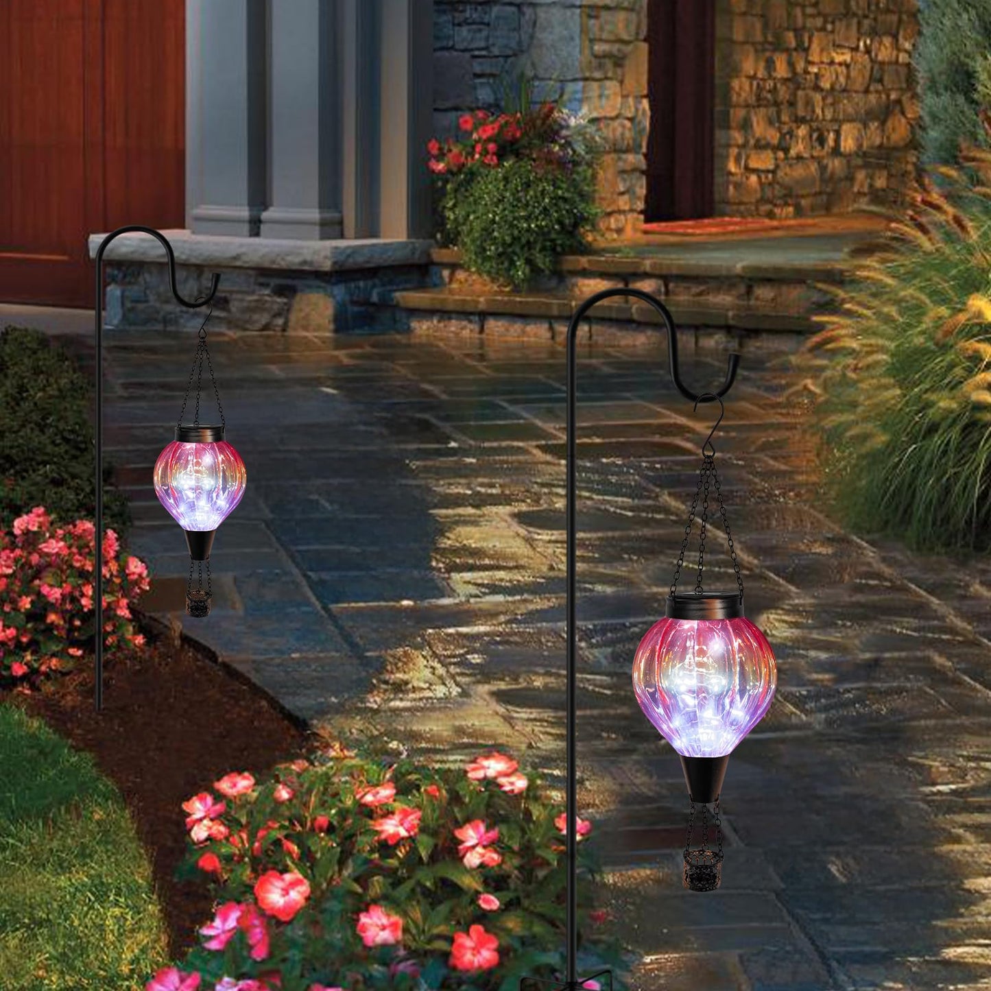 Dreamskip 2Pc Hot Air Balloon Solar Lantern Outdoor Waterproof  Gradient Orange Glass Balloon Lantern Lights  Hanging Solar Lights For Outside Patio Garden Tree Porch Yard Gift For Women Mom
