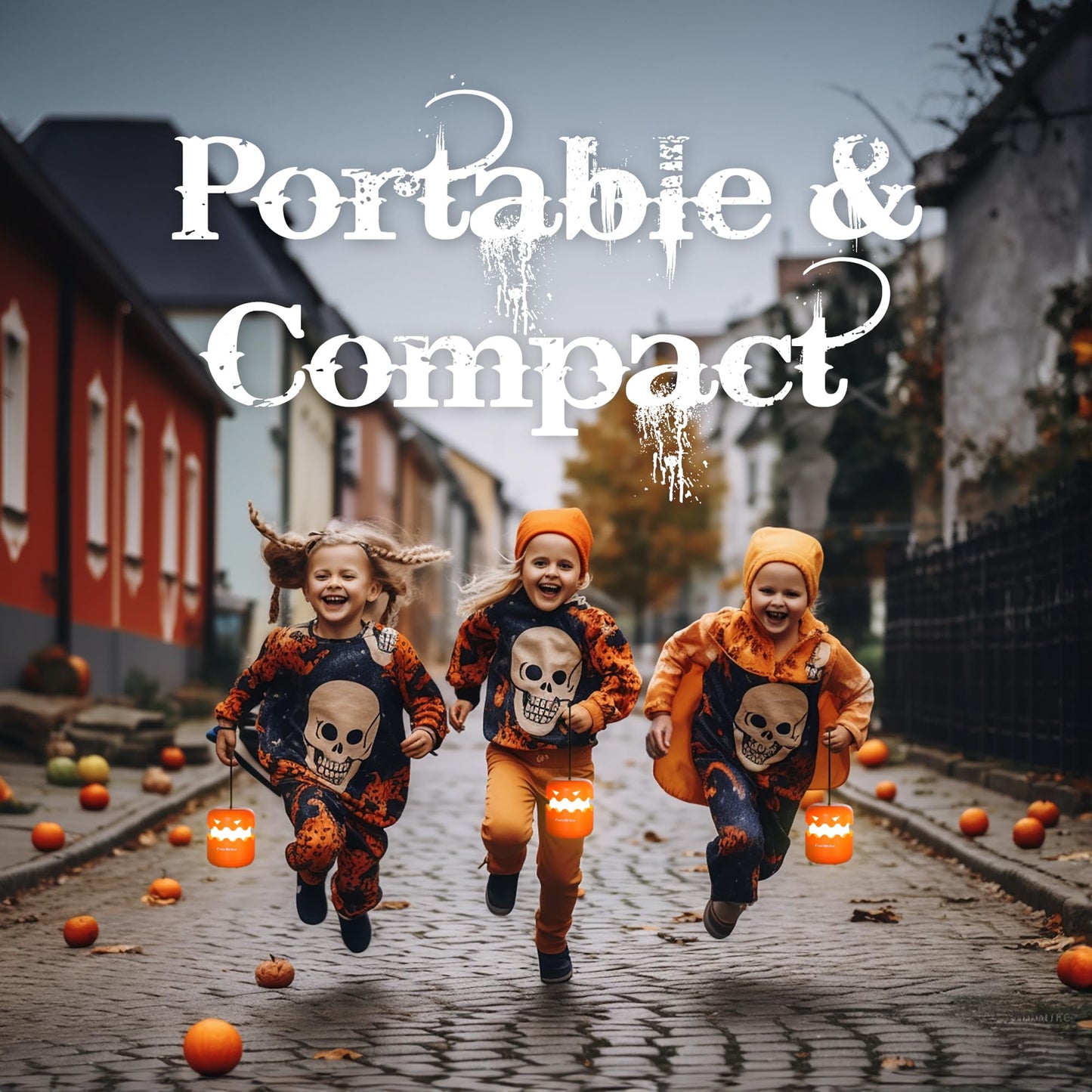Everbrite 3-Pack Collapsible Halloween Pumpkin Lanterns, Orange Abs Light-Up Jack O Lanterns For Kids, Model E041044A