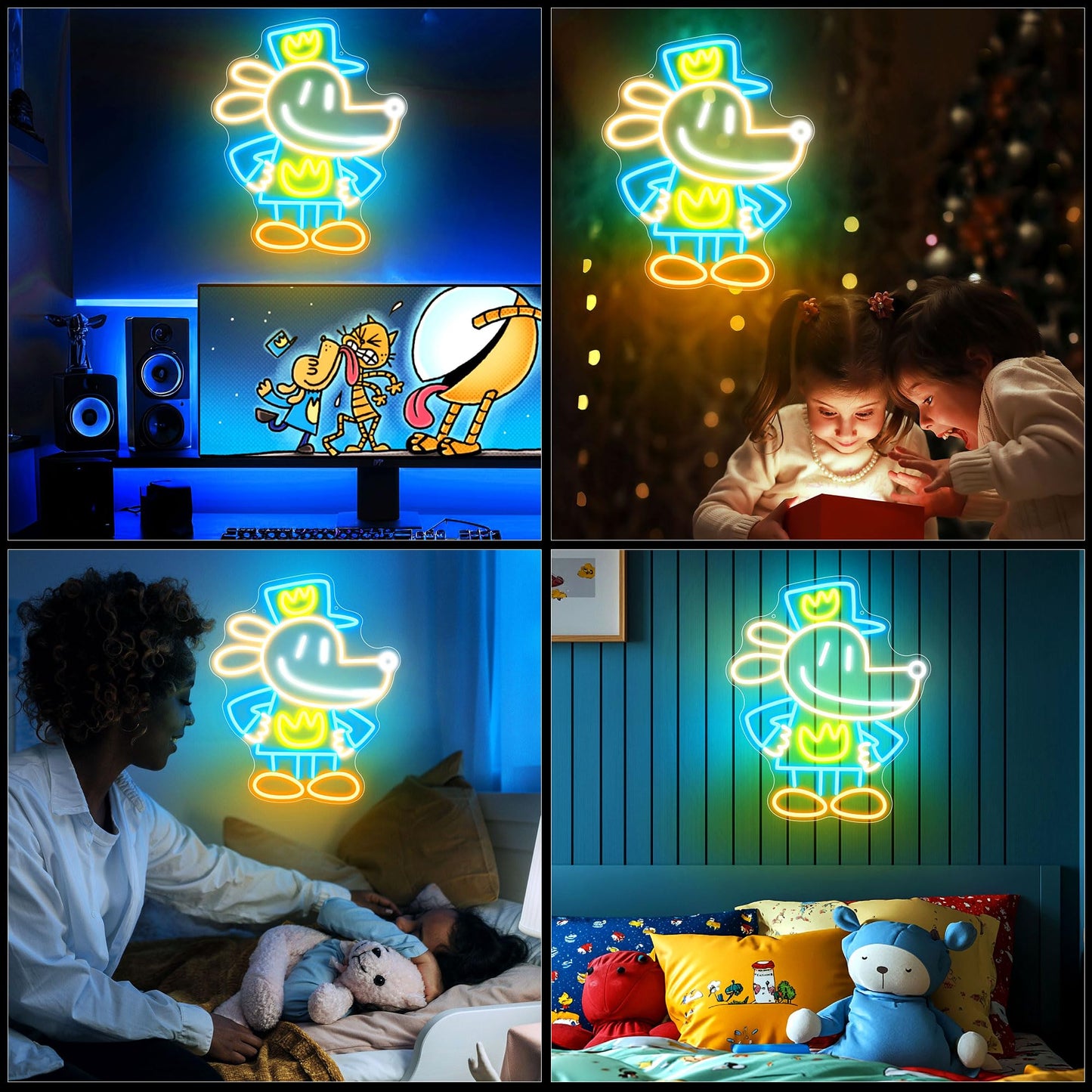 Officially Licensed Dog Man Neon Signs For Wall Decor  Based On Dogman Series Led Light Up Sign For Bedroom  Kids Room  Game Room  Party  Perfect Birthday/Christmas Gift For Dog Man Lovers & Fans