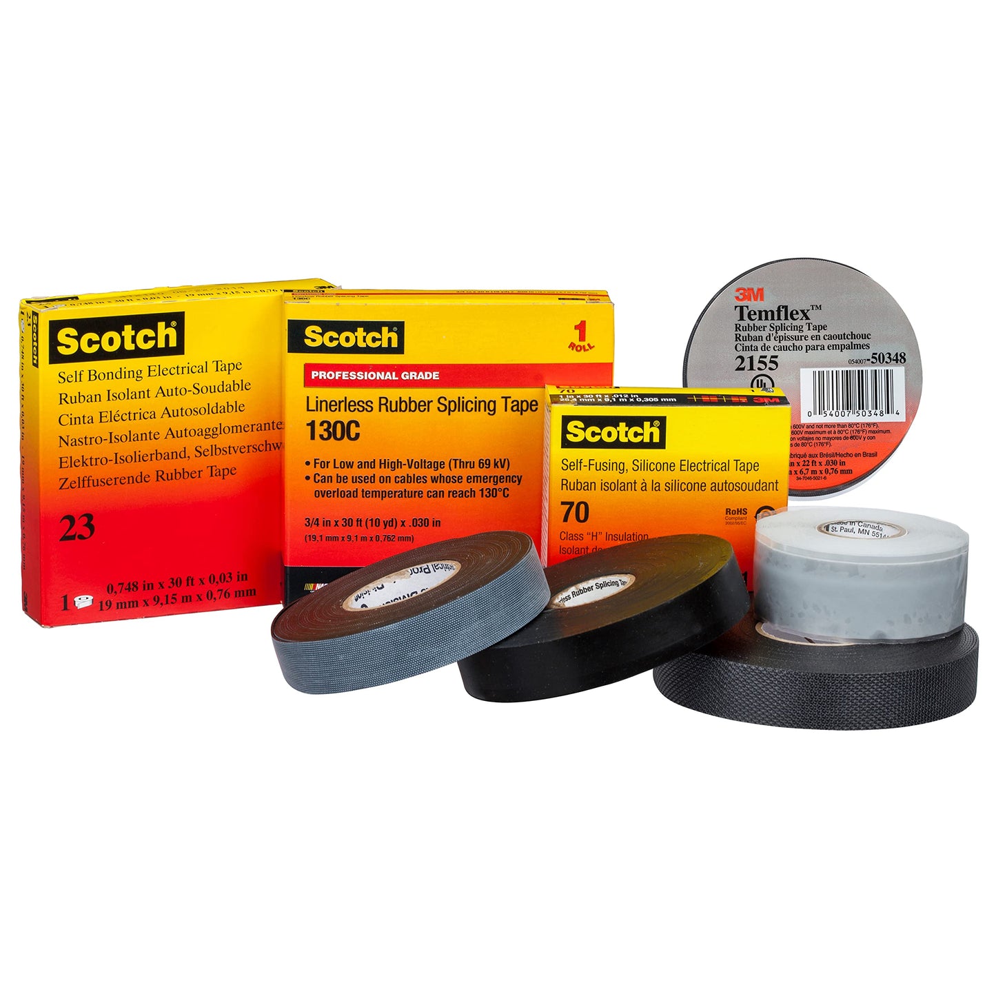 3M Temflex Rubber Splicing Tape 2155, 3/4 in x 22 ft, Black, General Purpose Self-Fusing Electrical Insulating Tape, 1 Roll