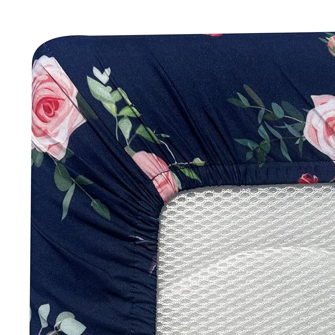 AMROSE 3 Pack Easy Care Changing Pad Covers, Ultra Soft Microfiber Diaper Change Table Sheets for Baby Girls, Floral & Butterfly & Pink