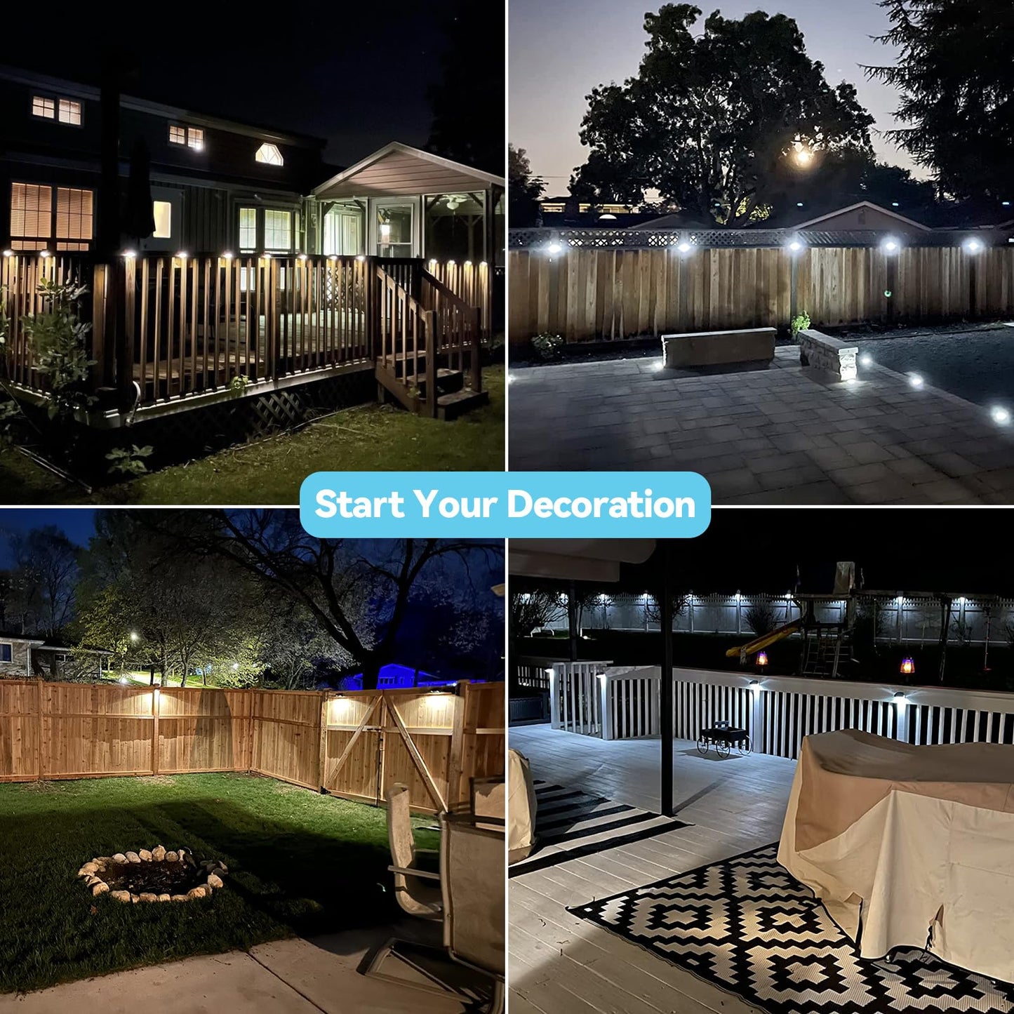 Bridika Solar Fence Lights, 12 Pack Waterproof Outdoor Wall Lights, Warm & Cool White, Plastic, Model Qs31038