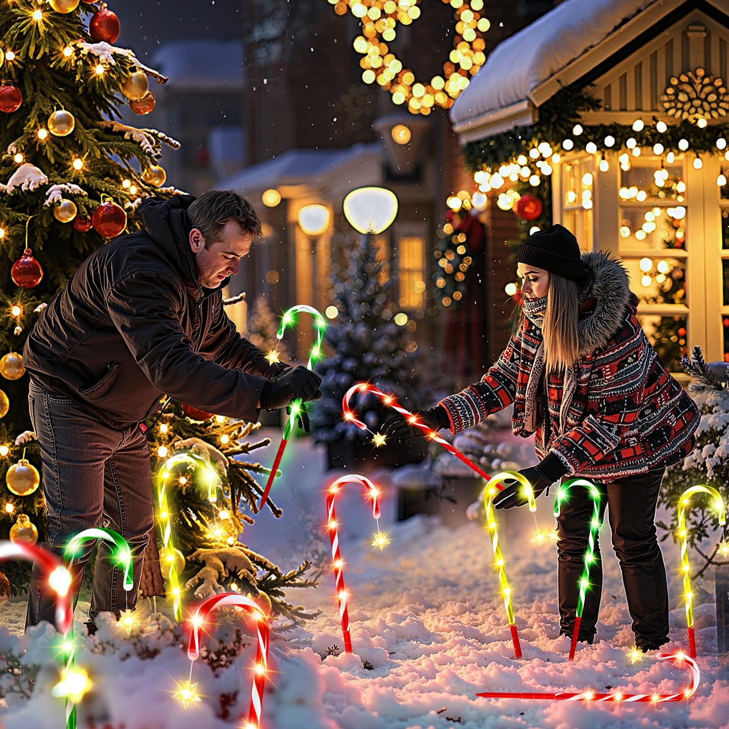 2025 Upgraded Christmas Decorations Outdoor Solar Candy Cane Lights  10 Modes Waterproof Solar Christmas Pathway Lights With Usb Charge  28 Ft 72 Leds Outdoor Xmas Decor For Yard Lawn Porch Holiday