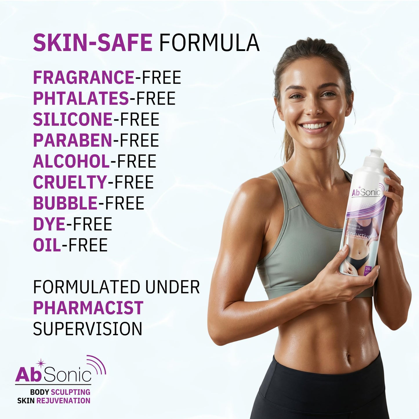 Absonic Conductive Gel for Cavitation, Microcurrent, Electrodes, Body, Facial Devices – Compatible with TENS & RF, Ultrasonic Massagers & Muscle Stimulation – Smooth, Non-Sticky Glide – 2-Pack 17 oz