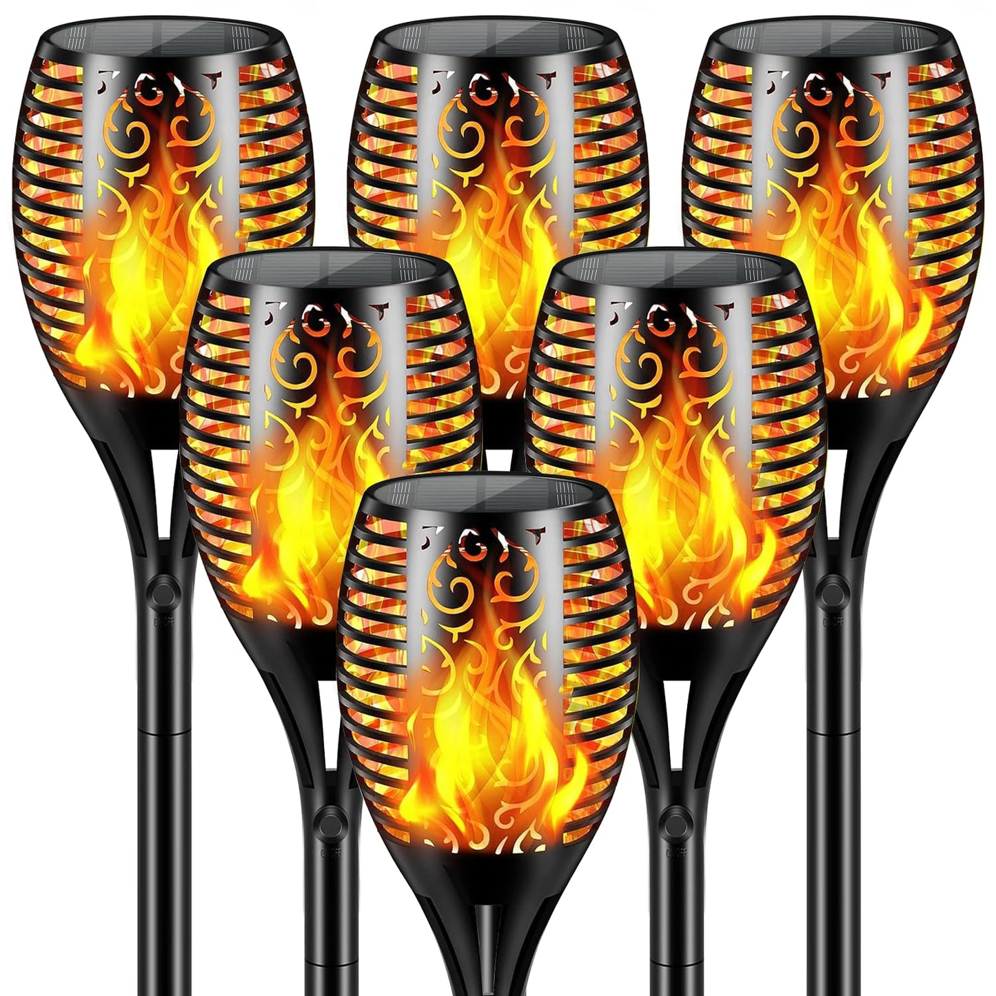 Aigleya Solar Lights Outdoor 99 LED Higher & Larger Flickering Flame Solar Torch Light 43 Waterproof Outdoor Lighting Solar Powe