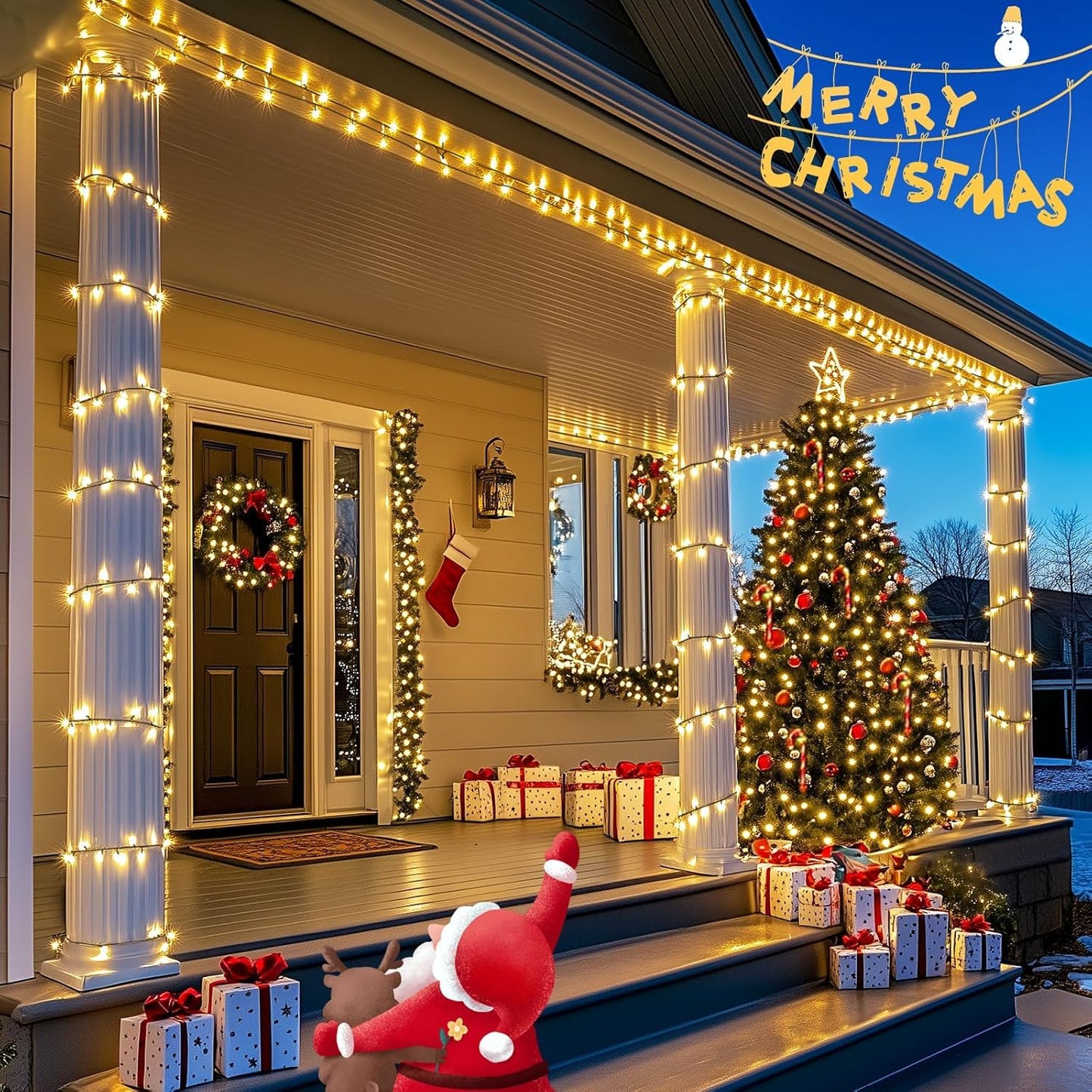 Jmexsuss 66Ft 200 Led Warm White Christmas Lights, Indoor/Outdoor Twinkle String Lights, Model Exs-S-0200