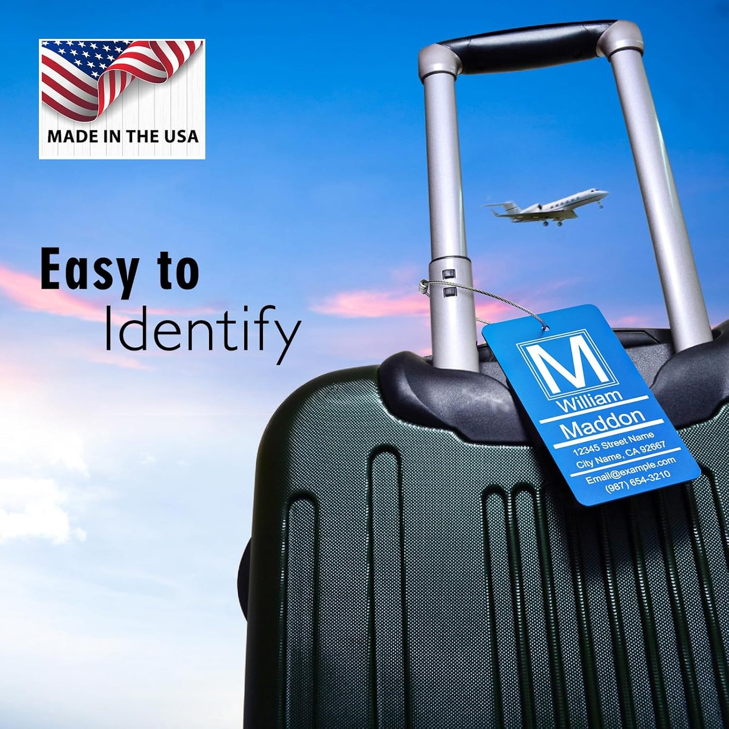 Luggage Tag for Suitcase - Personalized Engraved Metal Tag for Cruise Travel - Custom Name Tags Suitable for Bags and Backpacks (Gold)