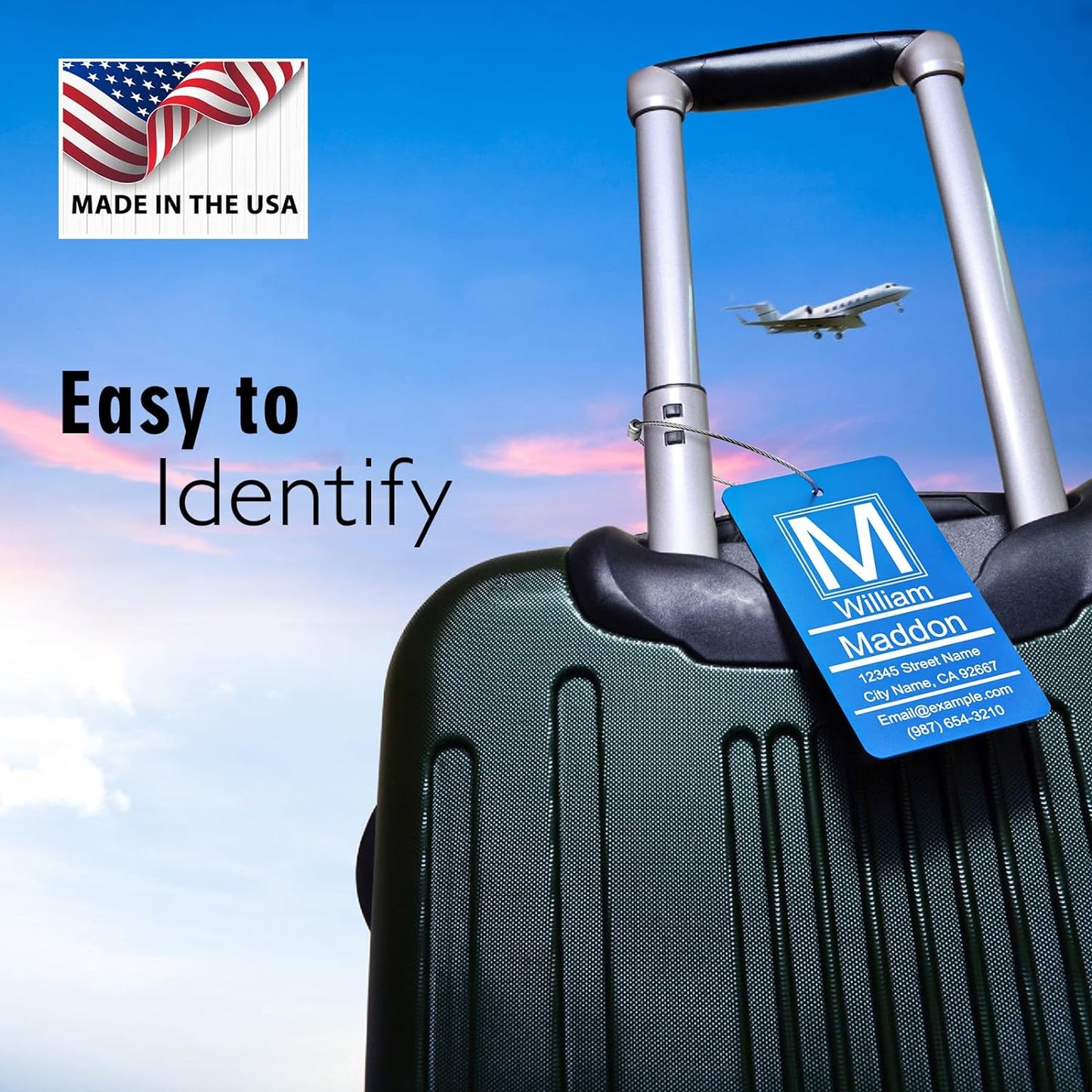 Luggage Tags for Suitcase - Personalized Engraved Metal Tag for Cruise Travel Purple - Custom Name Tags Suitable for Bags and Backpacks