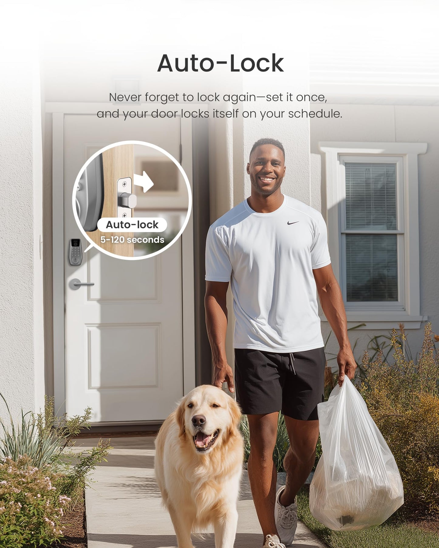 DESLOC C110 Keyless Entry Door Lock with 2 Lever Handles&Smart Screen, Digital Smart Front Door Lock Set, Fingerprint Door Locks, Keypad Deadbolt, Auto-Lock, Backlit Keys, Passage Mode, IP54 Silver