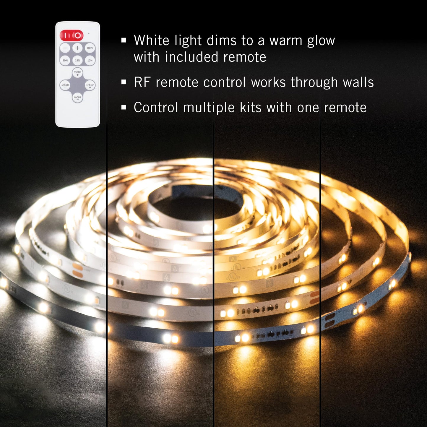 Armacost Lighting Led Tape Light Kit, 16 Ft, Dim-To-Warm, White, Model 421503, Remote Included