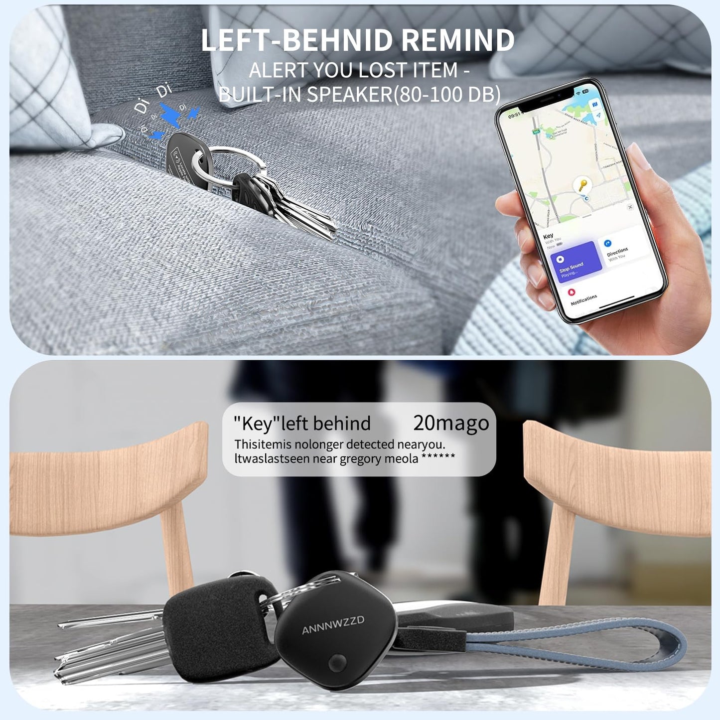 Annnwzzd Tags 4 Pack Air Tracker Item Finders With Apple Find My (Ios Only) Track Your Keys, Wallet, Luggage, Backpack, Super Li