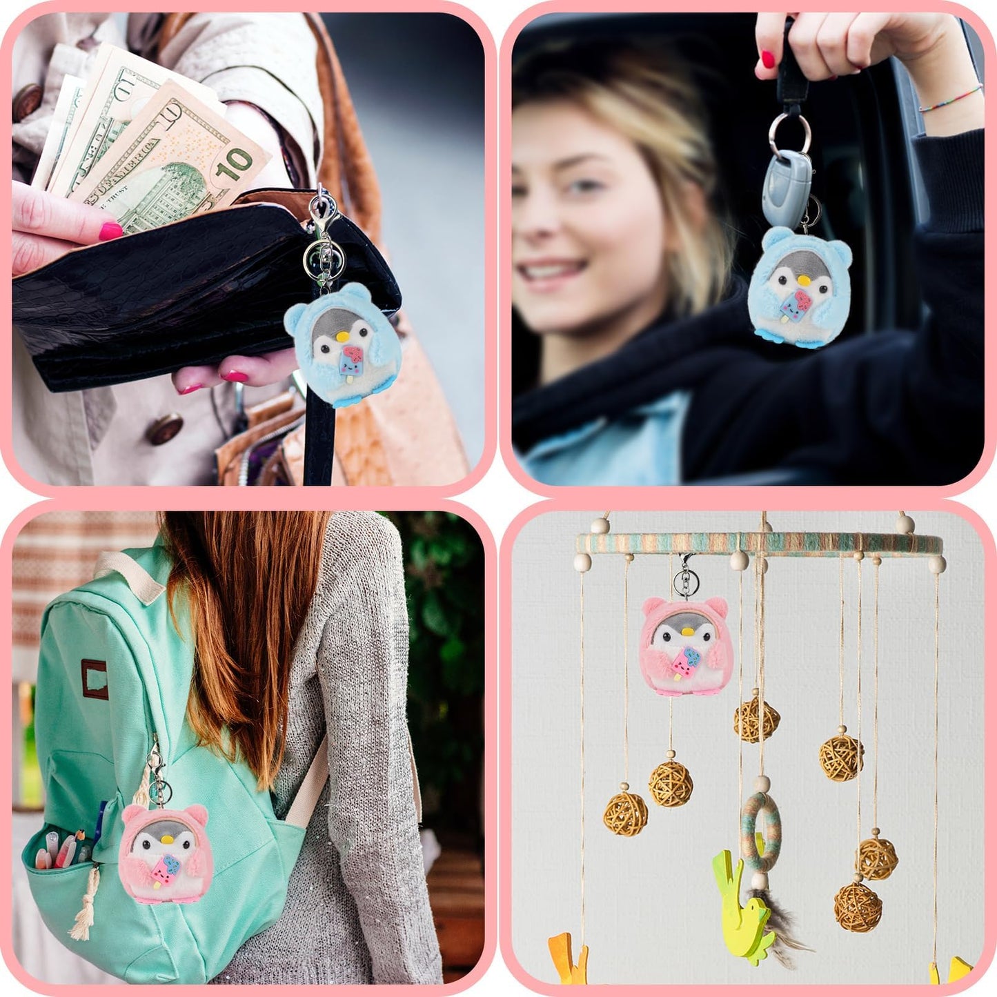 Anboor 2 Pcs Penguin Plush Keychain, Cute Stuffed Animal Keychain for Backpack, Purse, Handbag, Car Keys