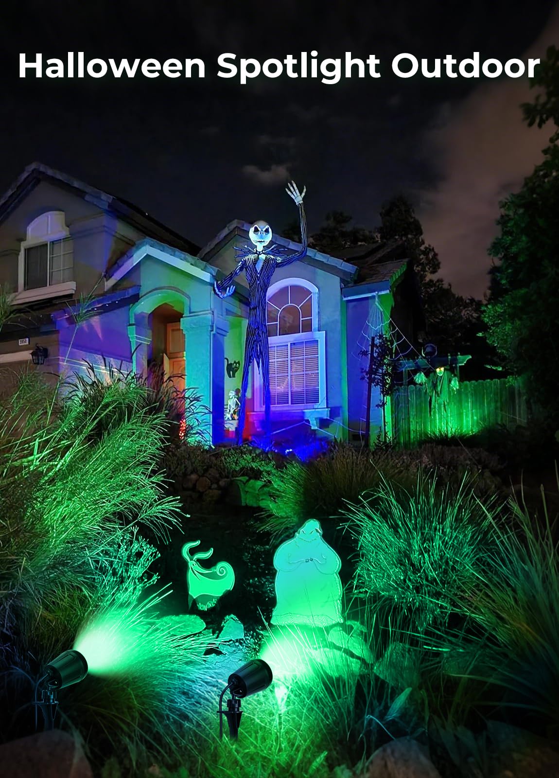 Gmalos Christmas Spotlights Outdoor  120V Plug-In Halloween Spot Light  5000K Led Landscape Lighting With 5 Color Lenses (Red Green Blue Purple Yellow)  Ip67 Waterproof  4 Pack