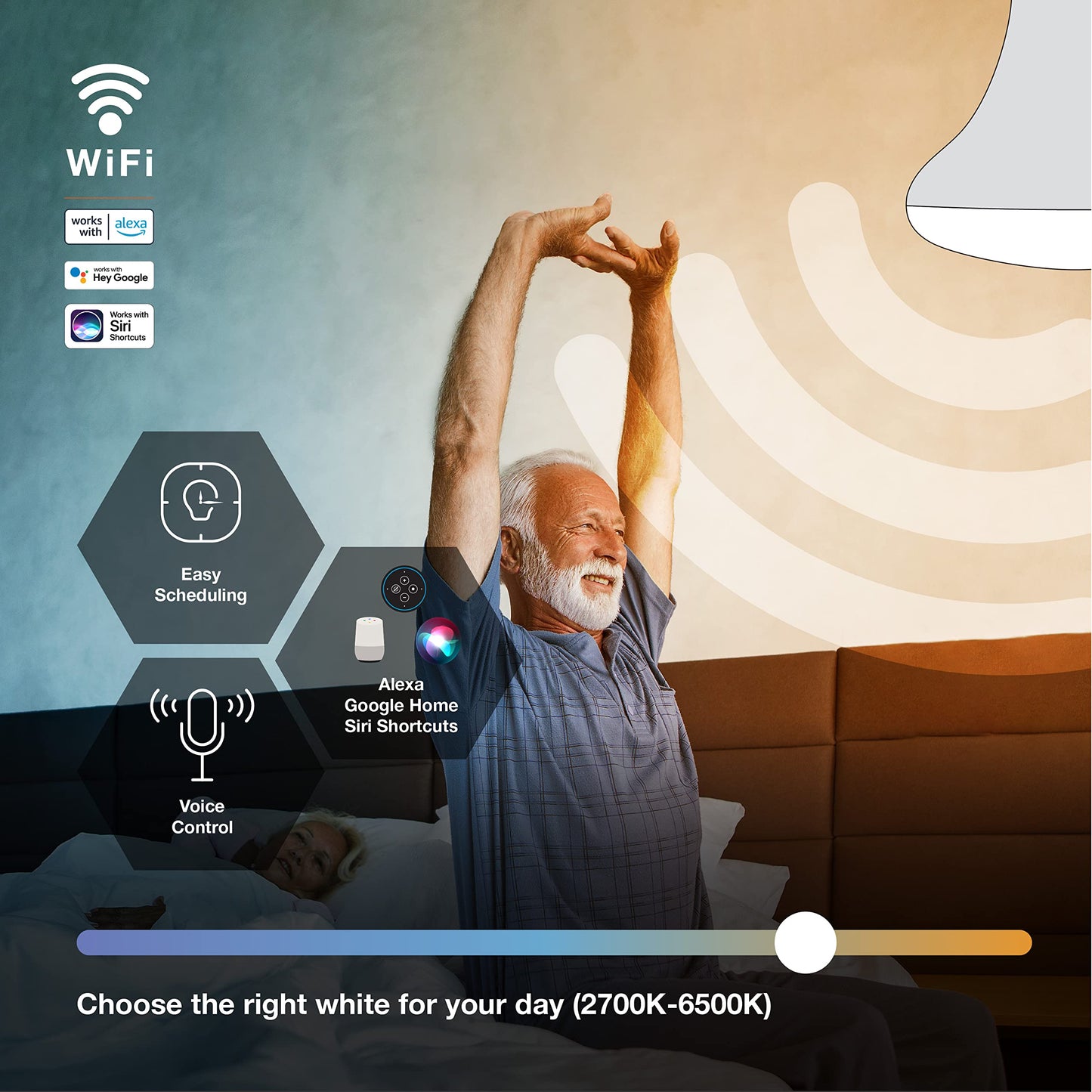 LEDVANCE Sylvania WiFi LED Smart BR30 Light Bulb, 9W, Tunable White 2700K-6500K, Energy Star, 1 Pack, Model 758