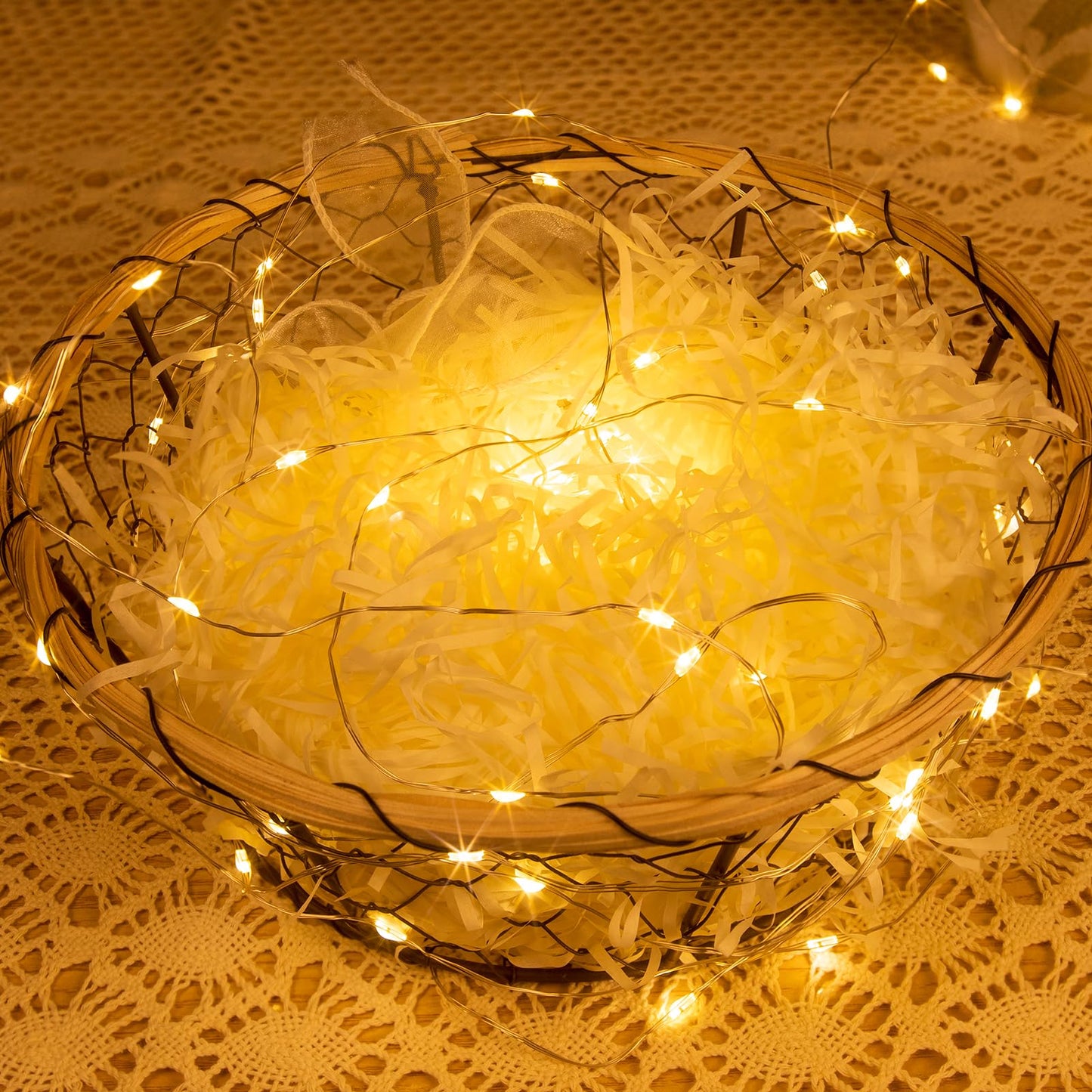 Zeluxdot 66Ft Fairy Lights, 200 Leds Waterproof String Lights, Warm White, Copper Wire, 8 Modes For Indoor/Outdoor Decorations