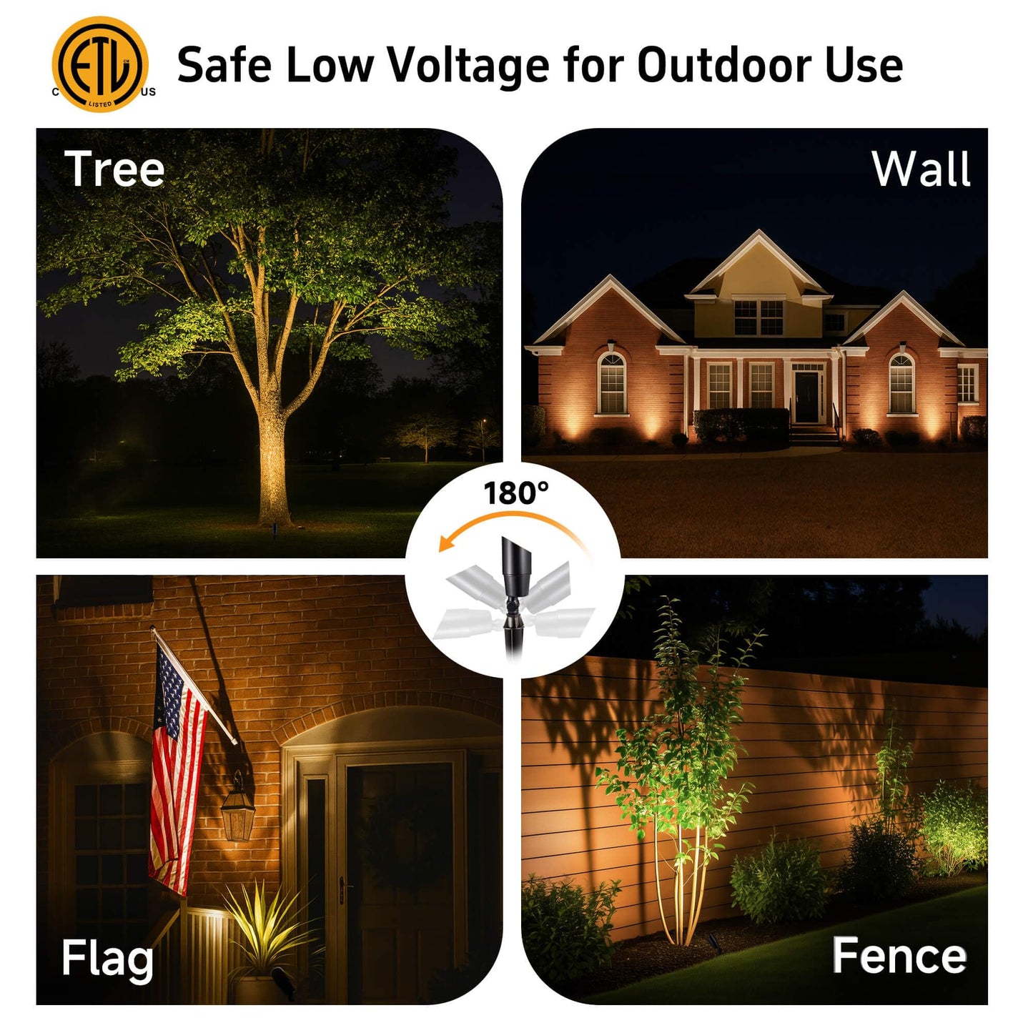 Gardenreet Landscape Spotlights - Brass Led Uplight 12V, Ip65 Waterproof, Black, 1 Pack (Bulb Not Included), Model 2101