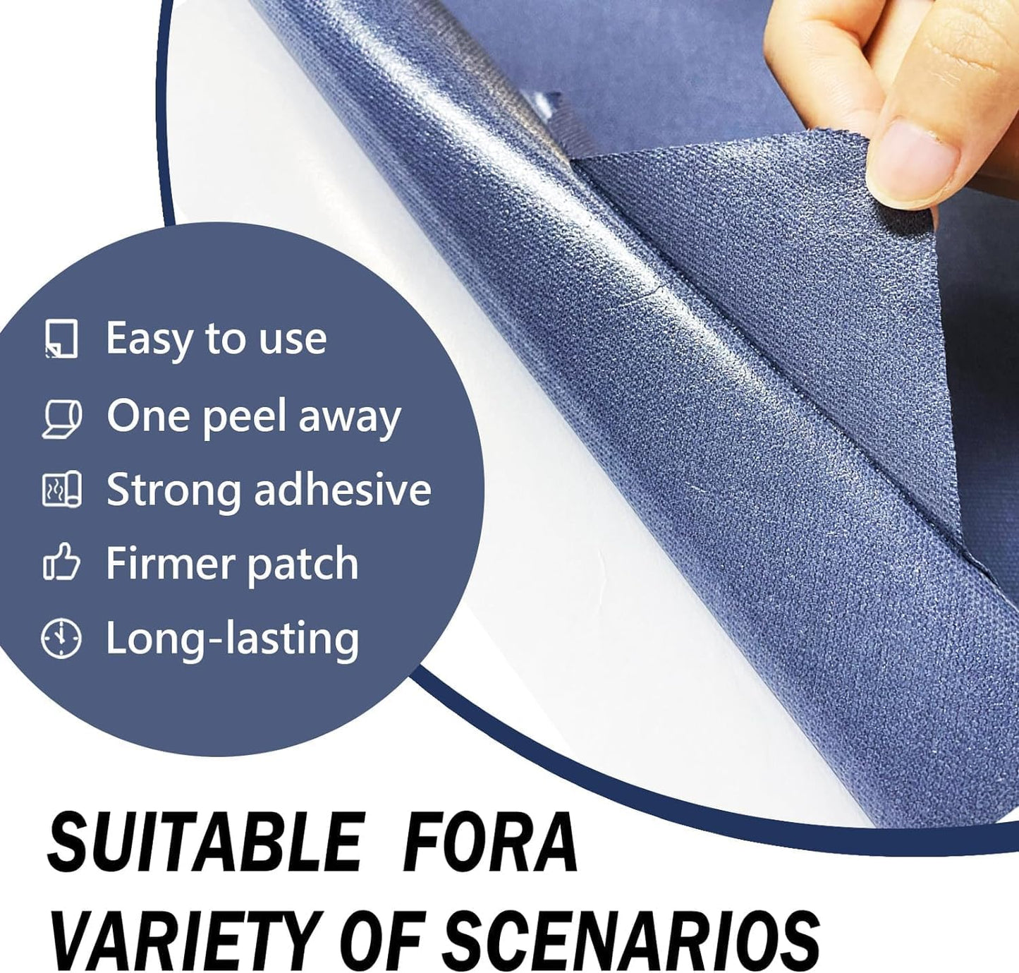 Canvas Repair Patch, 35X79 Inch Strong Sticky Fabric Repair Tape, Self-Adhesive Fabric Patch for Sofas, Tote Bags, Clothing, Car Seats, Furniture (Dark Blue, 35X79 Inch)