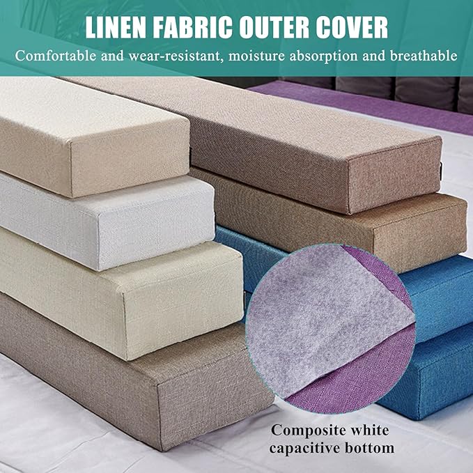 Mattress Extender, Bed Gap/Space Filler, Headboard Pillow Between Headboard and Mattress or Wall, High-Density Foam with Removable Cover（Light Grey-Twin/Twin XL-39 * 4 * 8in）