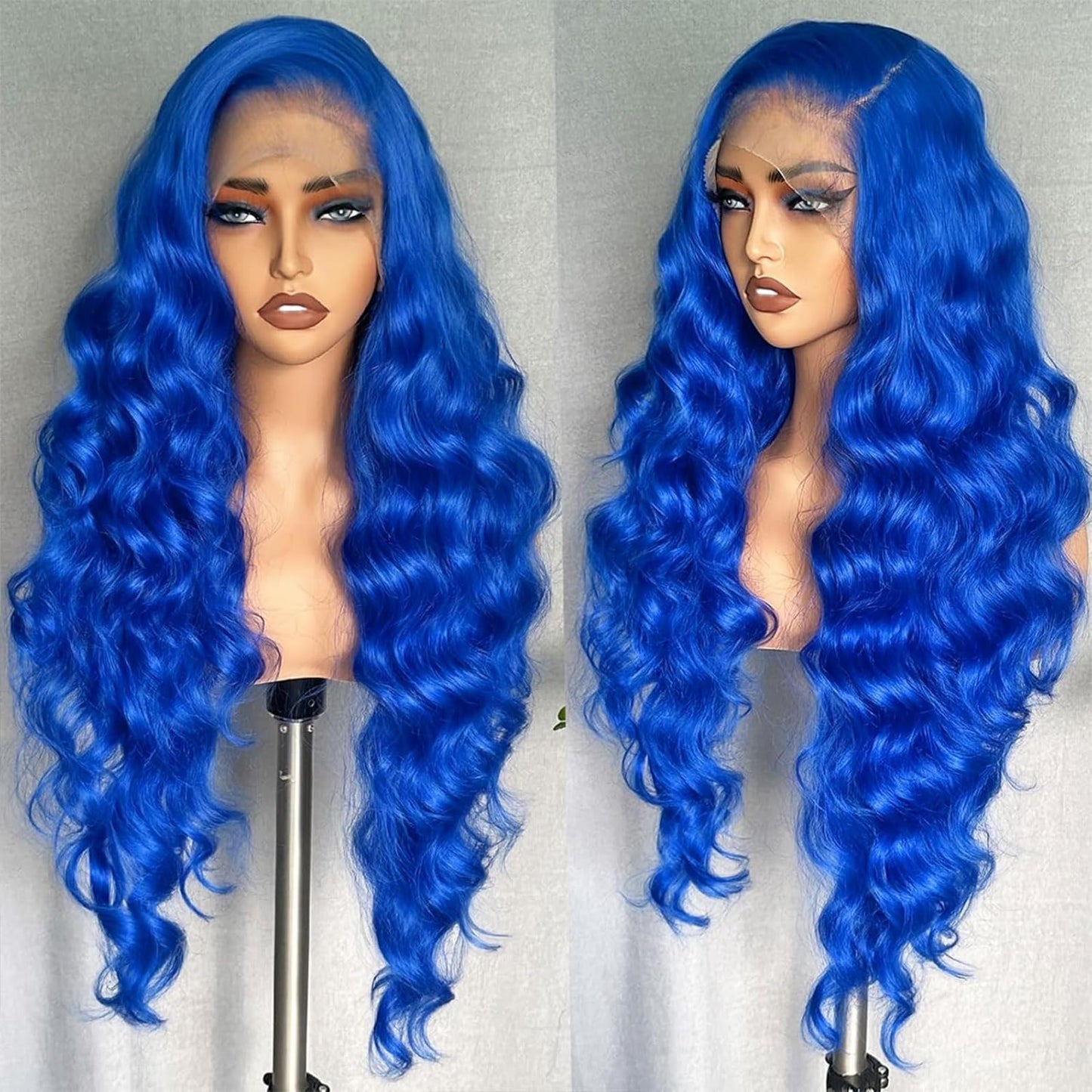 Shciyair 22 Inch Blue Lace Front Wig Human Hair 200 Density 13x4 HD Lace Frontal Wigs Human Hair Color Blue Body Wave Lace Front