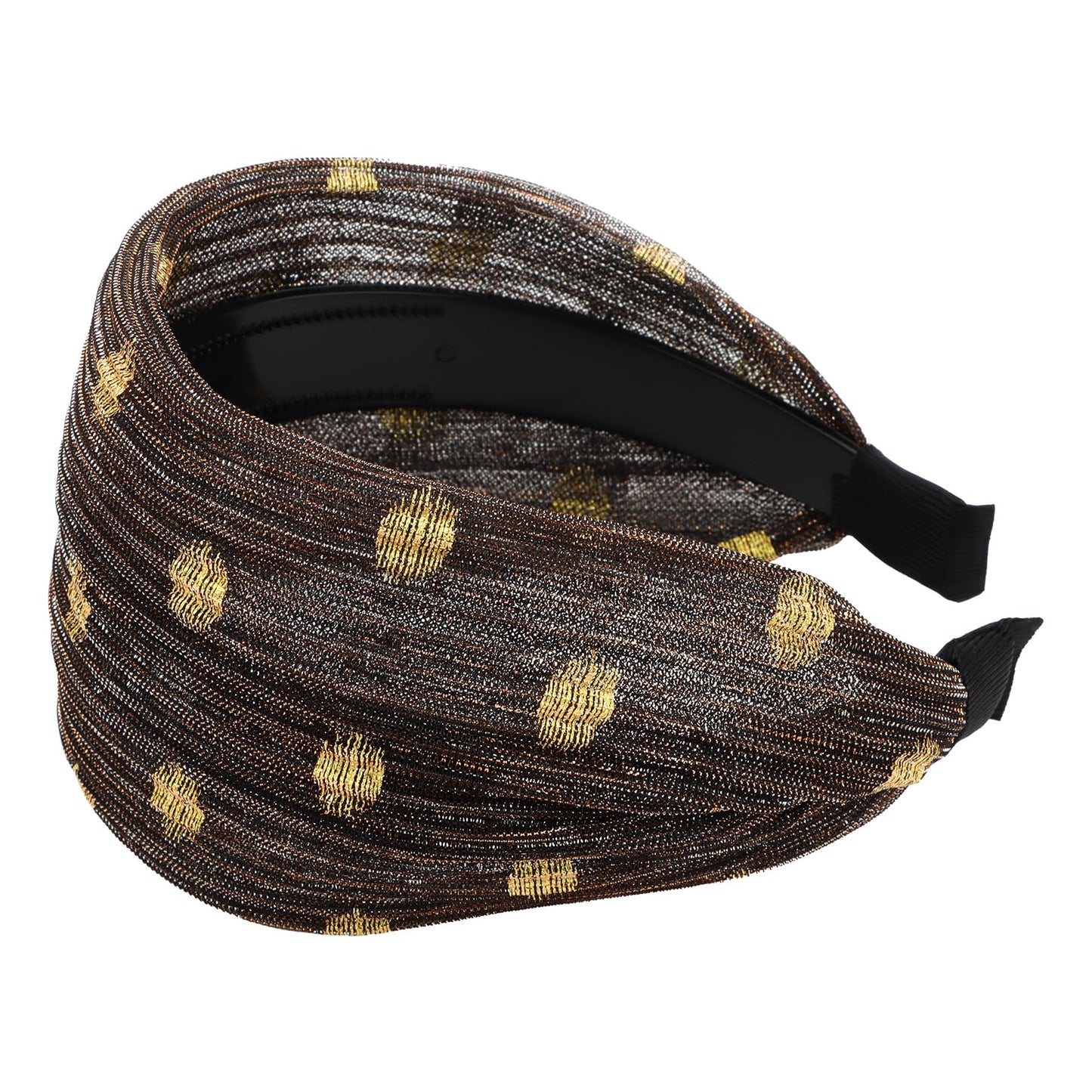 ACO-UINT 1 Pack Brown Headband for Women, Boho Wide Headbands Thick Headbands with Teeth, Large Head Bands for Women's Hair Turb