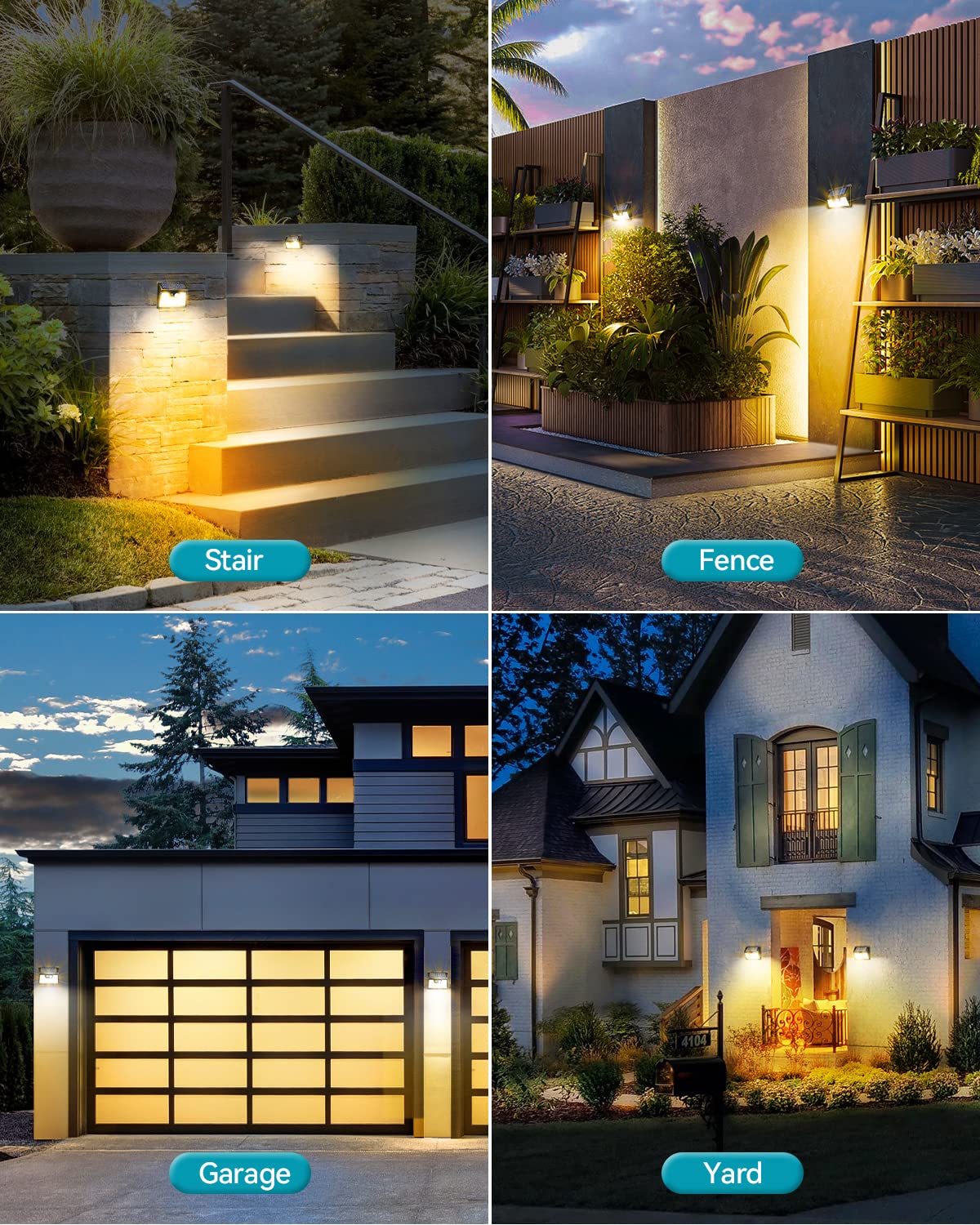 kolpop Solar Wall Lights, 12 Pack, 140 LED, Motion Sensor, IP65 Waterproof, Warm White, Model KP-WS18PY-12-US