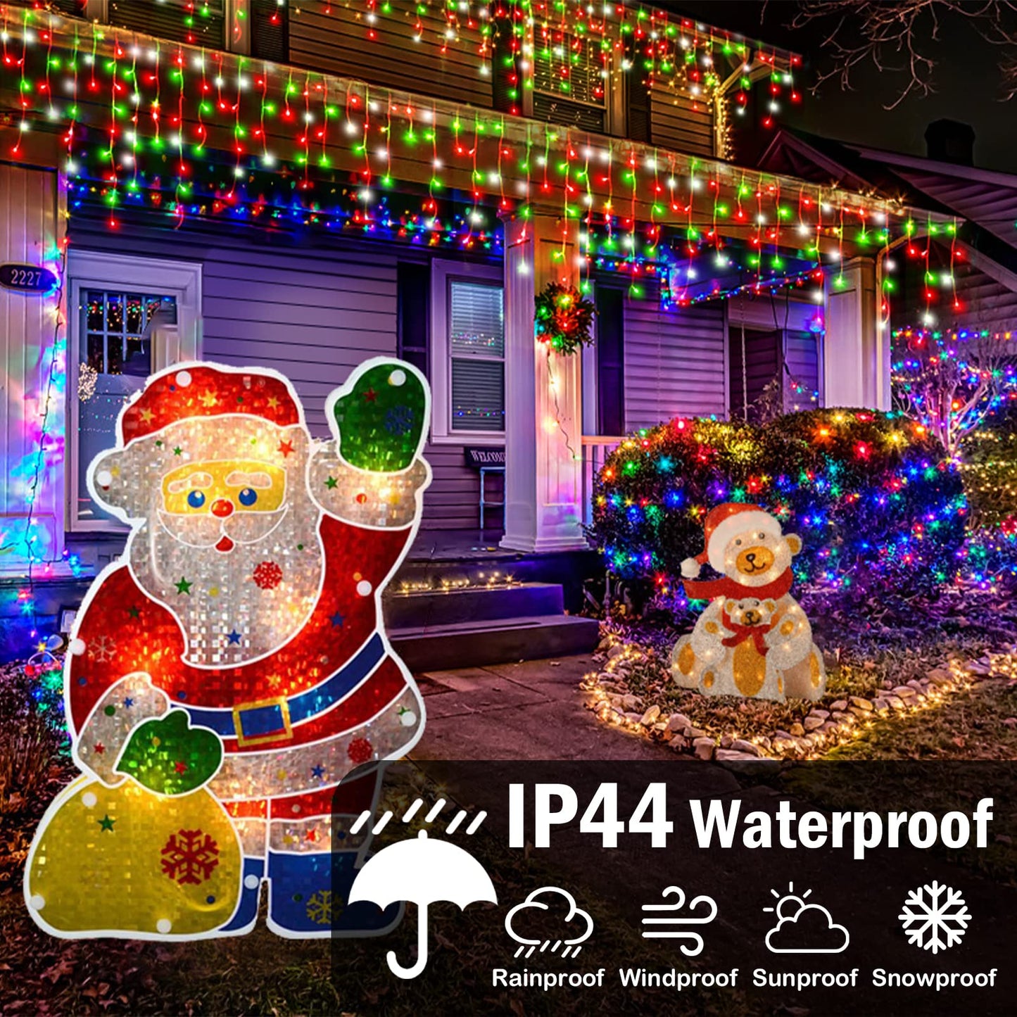 Hezbjiti Christmas Lights - 1600 LED 164FT Rain Drop Fairy String Curtain Lights, Red+Green, 8 Modes, Indoor/Outdoor Decor