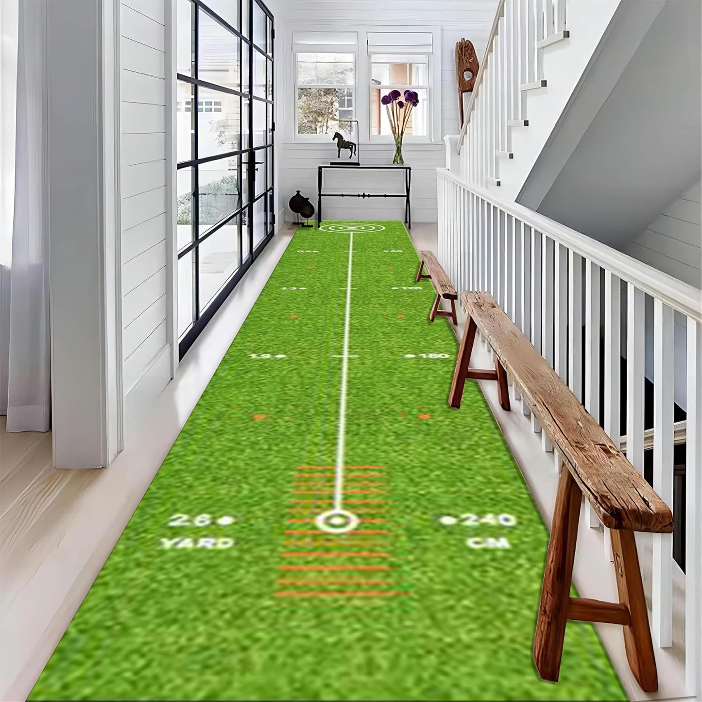 Golf Throw Carpet Runner for Entrance, 1.3x7ft, Sports Lawn Entrance Rug, Cozy Soft Home Decor Absorbent Kids Rugs, Foldable Washable Breathable Anti-Slip Rug for Front Door Dining Room