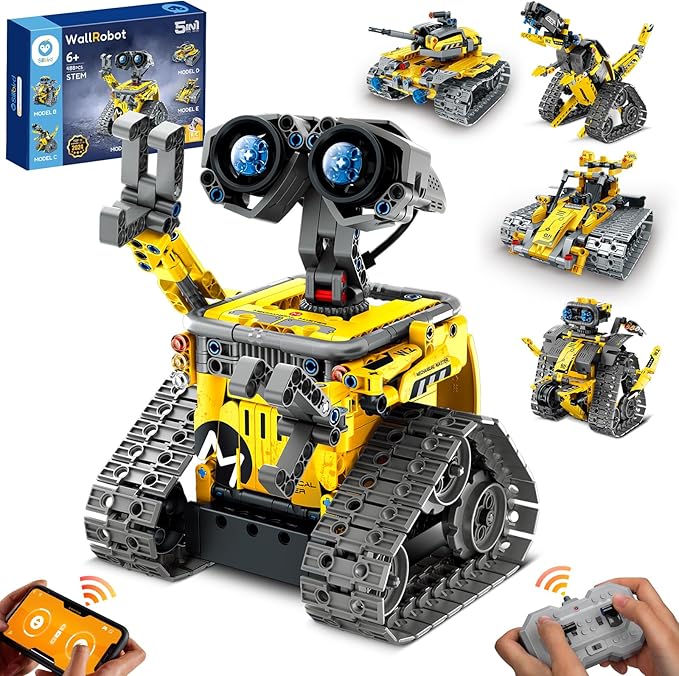 Sillbird Robot Building Kit with Remote Control STEM Gifts for Boys Age 8-13, Technic Coding Robotic Toys for Kids Birthday, Buildable 5in1 Models with 488 Pieces