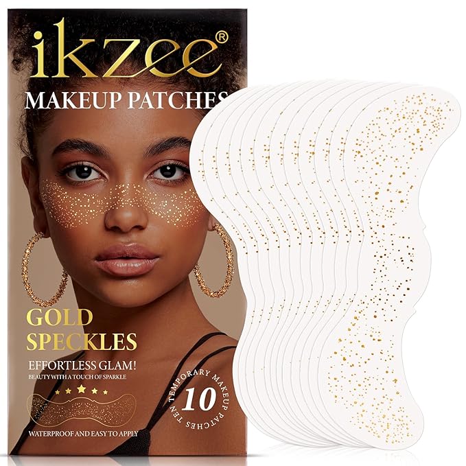 Glitter Freckles Face Tattoo, 10 Pcs Glitter Freckles, Gold Face Glitter Makeup Speckles, Glow Up Sparkle Makeup Patches -...