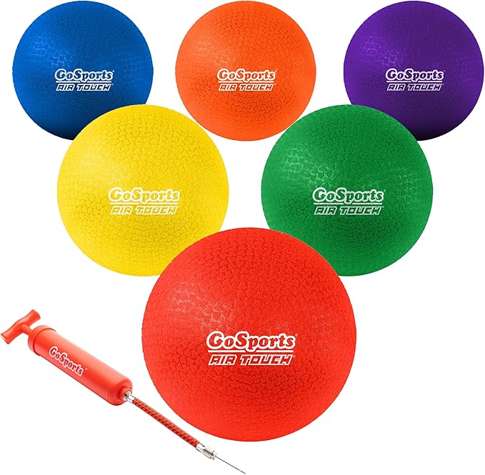 GoSports Playground Balls for Kids - Choose 8.5” or 10” Sizes - Heavy Duty Set of 6 with Carry Bag and Ball Pump