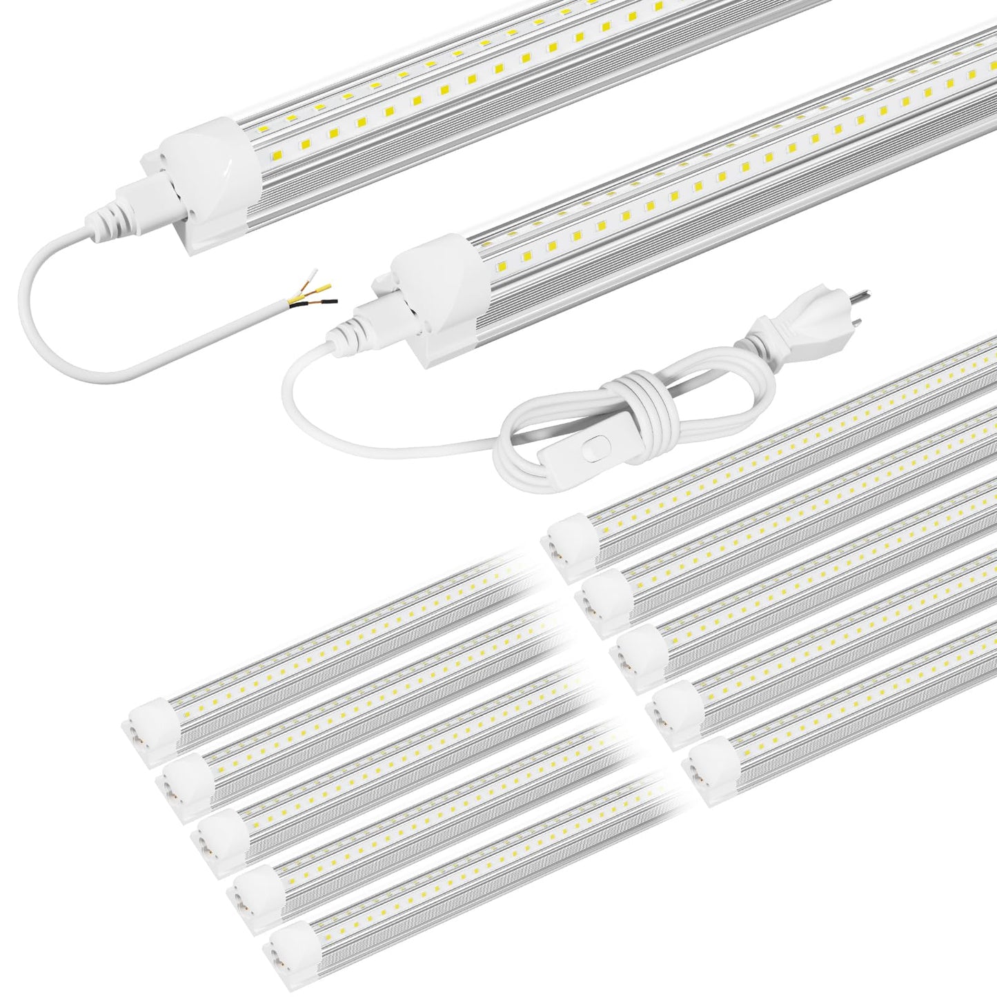 ONLYLUX LED Shop Light Fixture 5ft Double Sided V Shape T8 6500K Daylight White Aluminum 10-Pack
