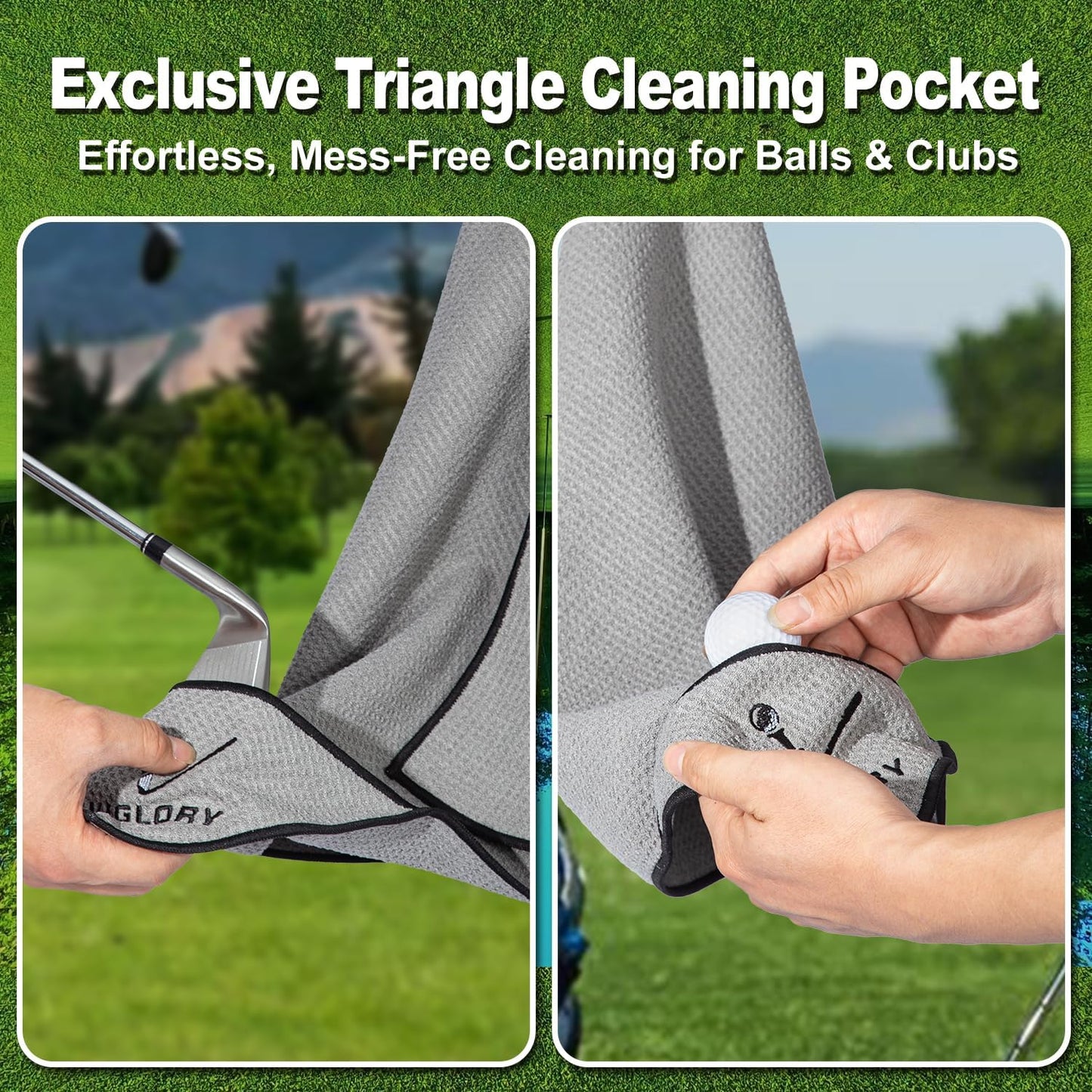 Magnetic Golf Towel for Bag 18" x 18" with Clip Exclusive Cleaning Pocket Microfiber Waffle Ultra Absorbent Club Ball Cleaner Essential Golf Accessories and Gifts for Women(Purple 1 Pack)