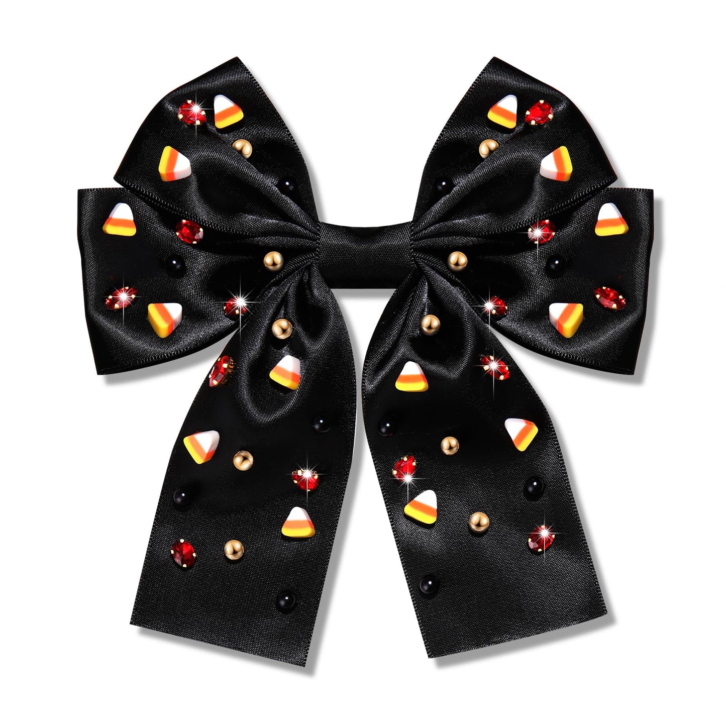 Halloween Hair Bows for Women Halloween Accessories Outfits Cute Candy Corn Hair Bows Jeweled Large Hair Bow Clips Black Orange