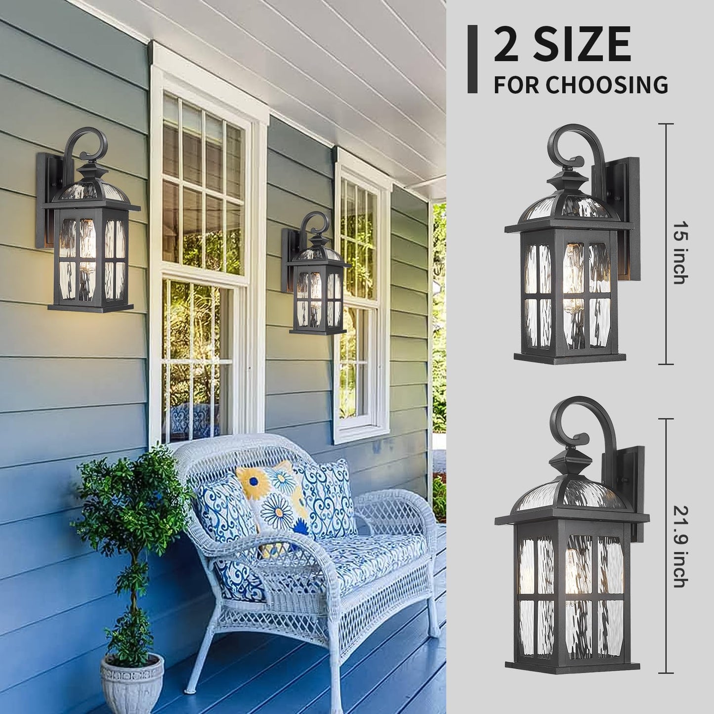 Darkaway Outdoor Wall Light Exterior Light Fixture With Water Ripple Glass  Aluminum Outside Lights Sconces Exterior Lighting For House Porch Patio Doorway Garage