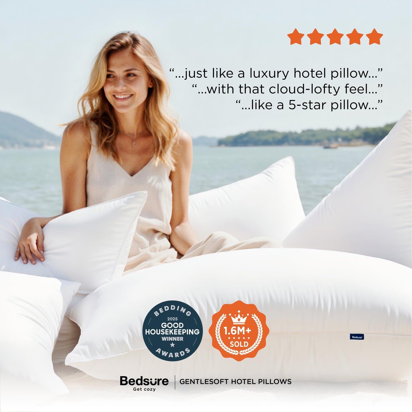 Bedsure Medium Firm Pillows Queen Size, Set of 2, Firm Queen Bed Pillows Hotel Quality Premium Original Down Alternative for Supportive Filling for Side, Back Sleepers