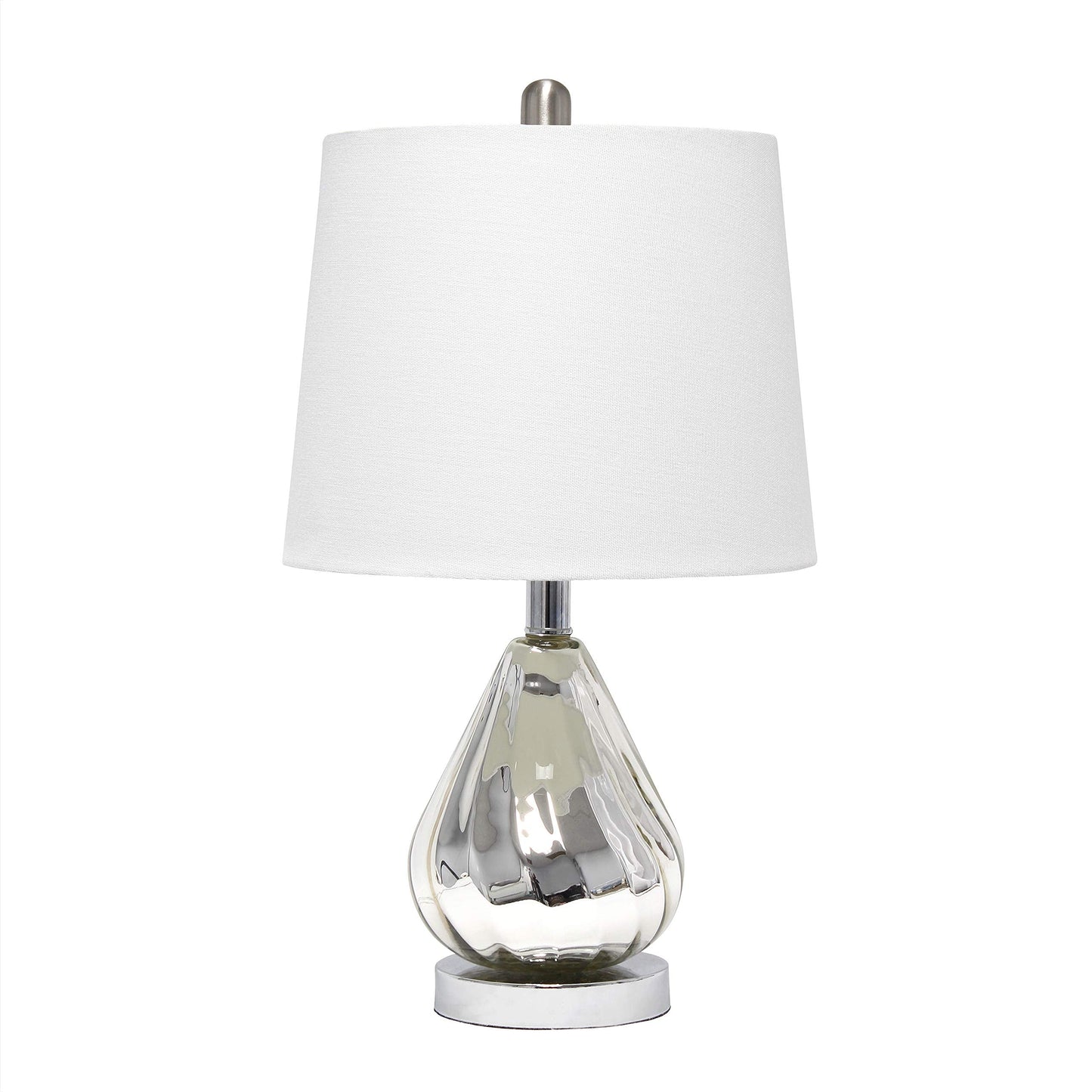 Elegant Designs Chrome Ripple Table Lamp, White Shade, Model LT3319-WHT, Fabric Material, Modern Home Lighting