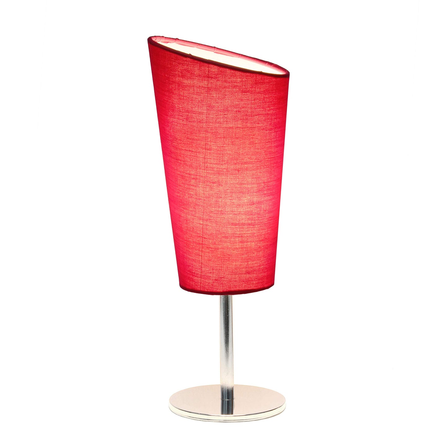 Simple Designs Lt2061-Pnk Mini Table Lamp, Pink Fabric Shade, Chrome Base, 4.75X4.75X12.6