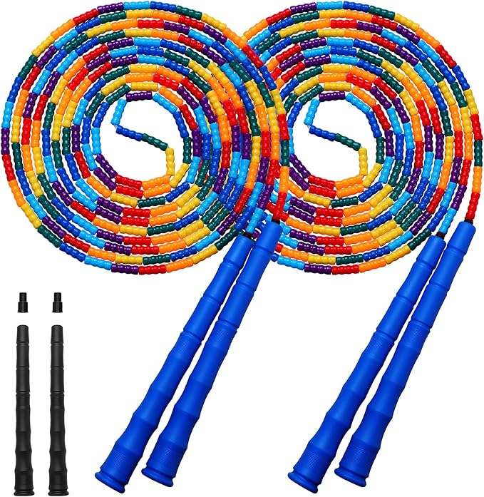 Kingcolor Double Dutch Jump Rope Long Jump Rope 16 FT 1 Pack/2 Pack, Adjustable Soft Beaded Diy Jump Rope for Kids Adult L...