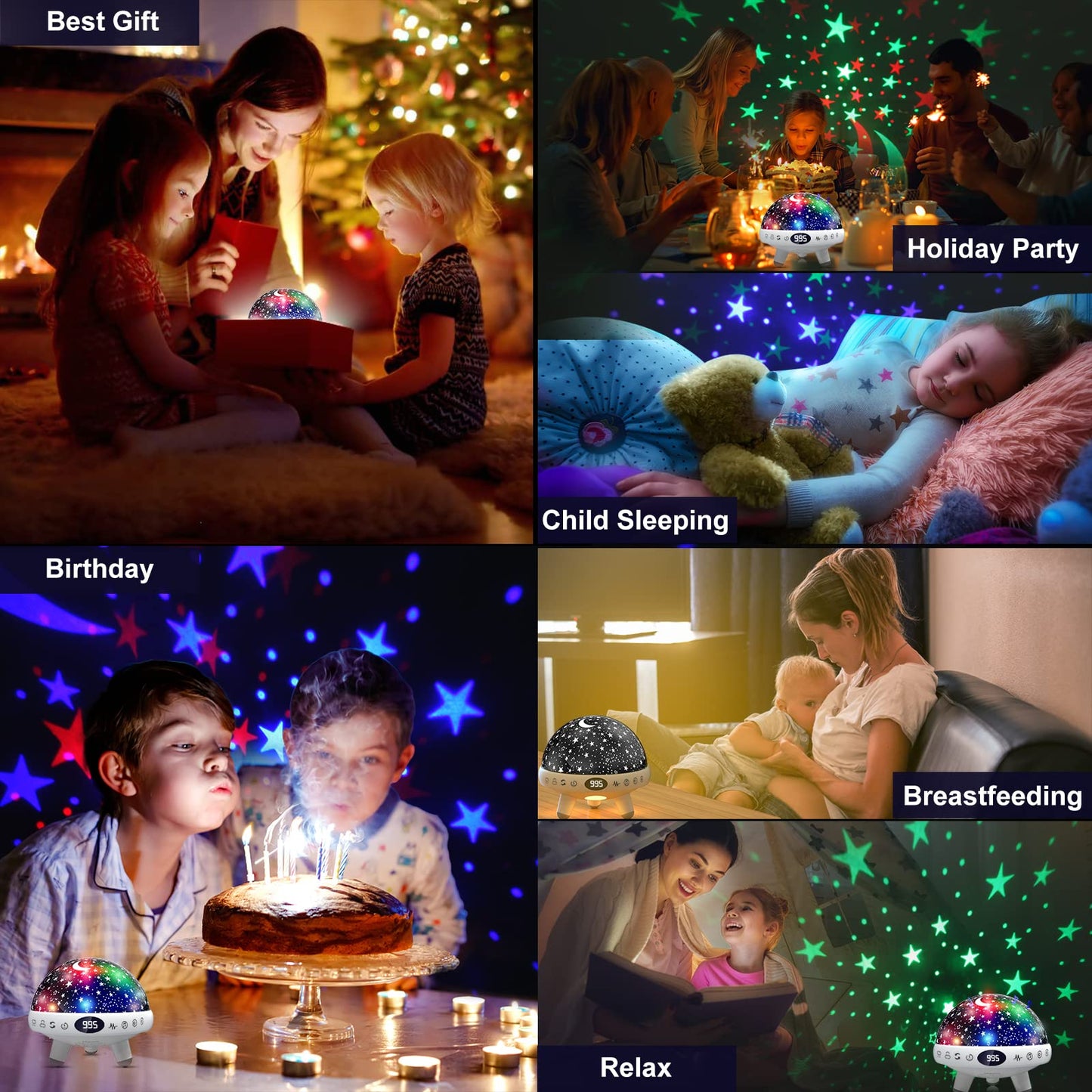 YACHANCE Kids Sound Machine with Night Light Projector, 29 Soothing Sounds, White, Model YC-008, Plastic