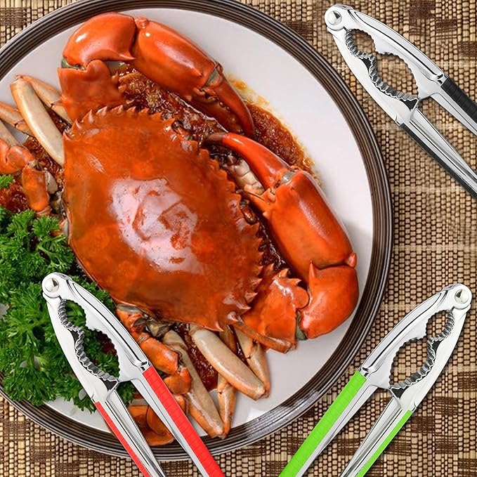Crab Crackers and Tools, 3 Pcs Crab Crackers with Non-slip Handle, Lobster Crackers and Tools, Seafood Tools Set, Nut Cracker Set, Home Restaurant Kitchen Tools, Green