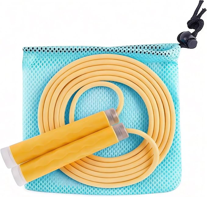 YUEDONG 7mm Thick Weighted Jump Rope for Fitness - Adjustable Heavy PVC Skipping Rope with Ball Bearings, Wave Texture Erg...