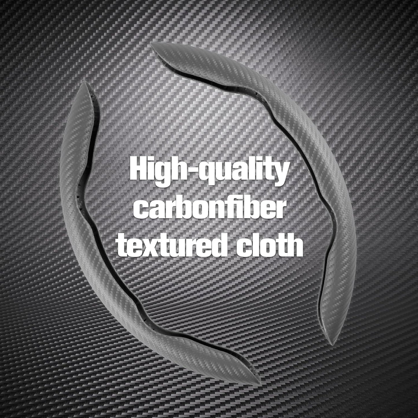 Amiss Car Carbon Fiber Anti-Skid Steering Wheel Cover, Segmented Protector, Butterfly Universal 99% Cover Interior Accessories (Grey)